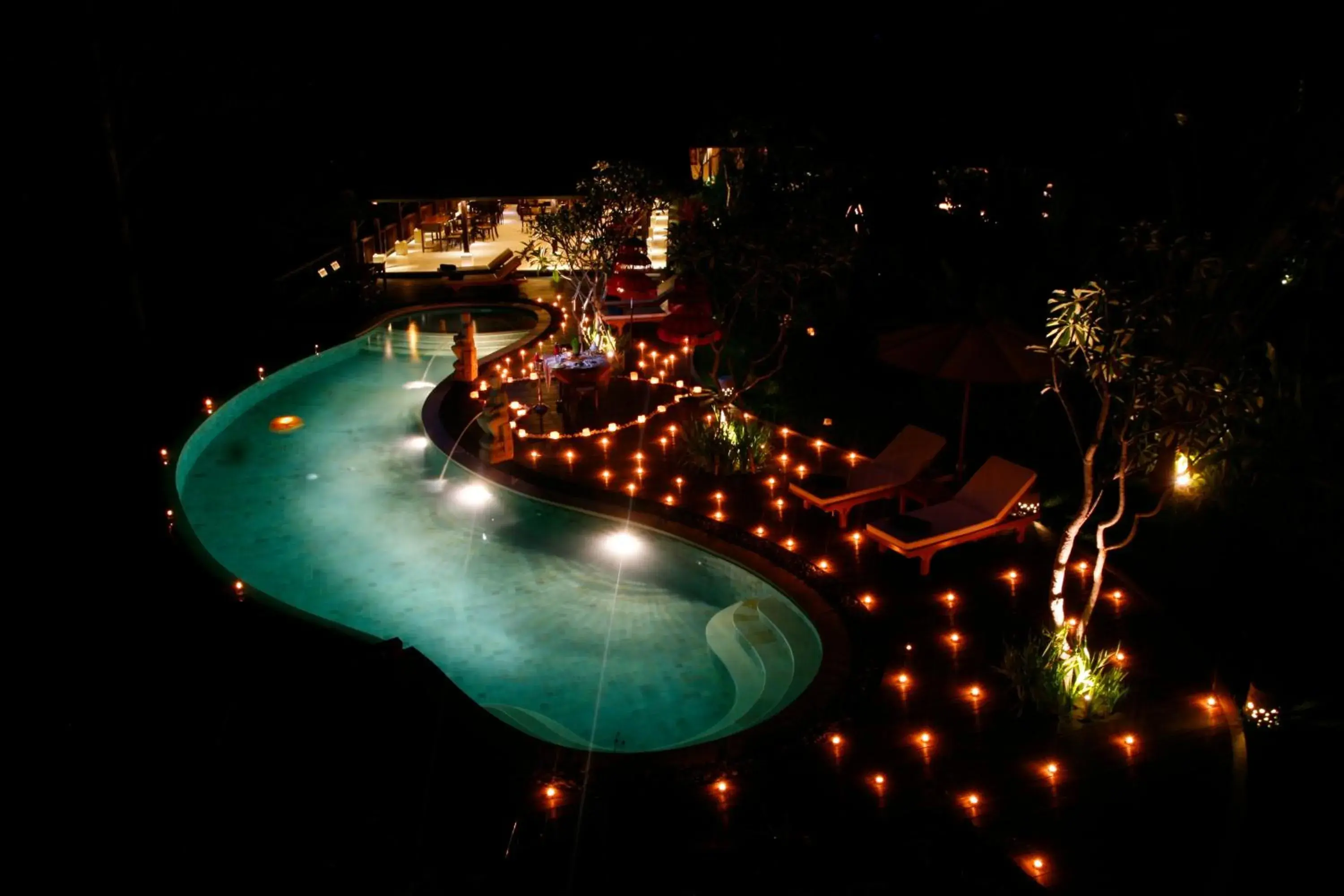 Night, Pool View in BeingSattvaa Luxury Ubud - CHSE Certified