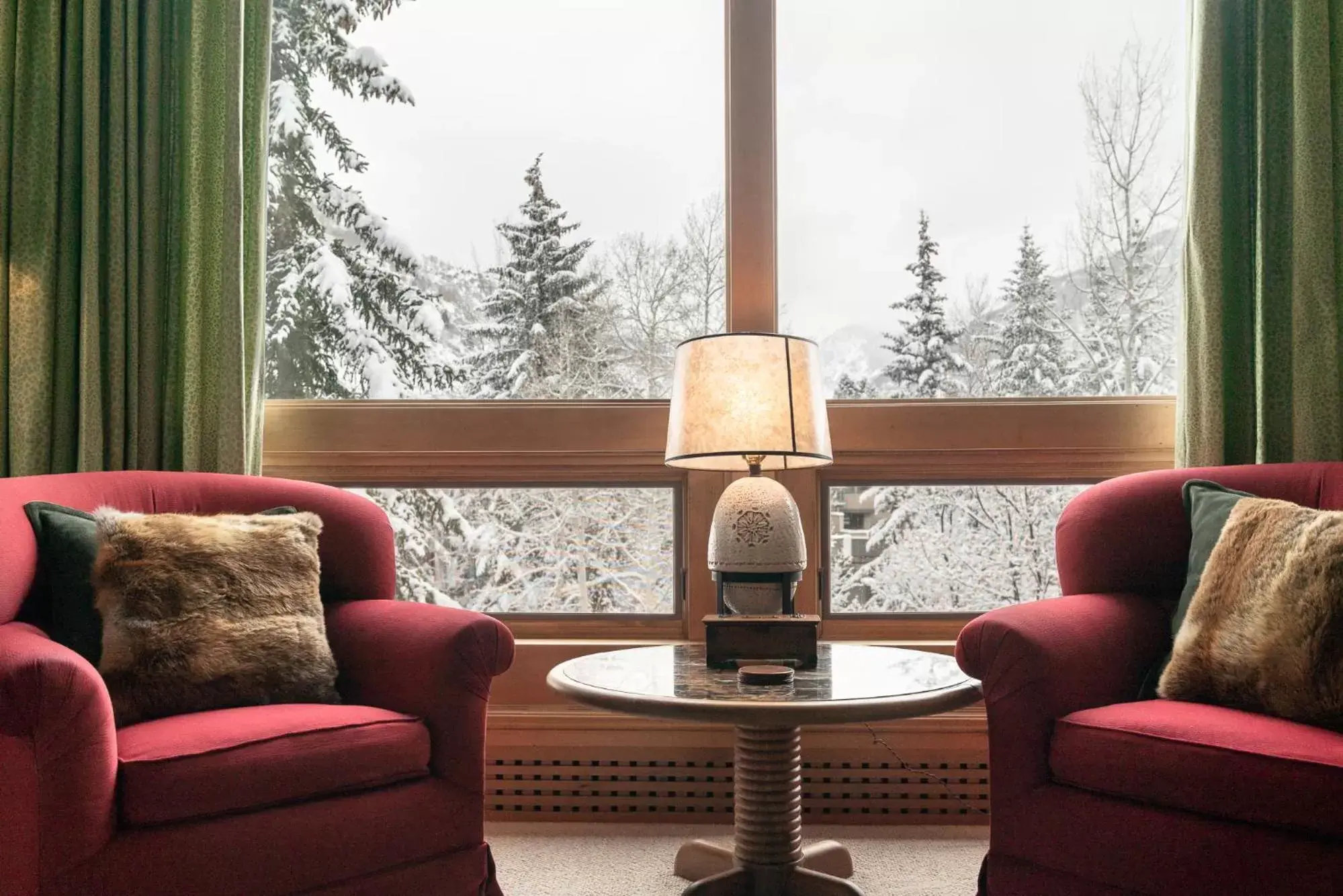 Winter, Seating Area in Lodge at Vail Condominiums