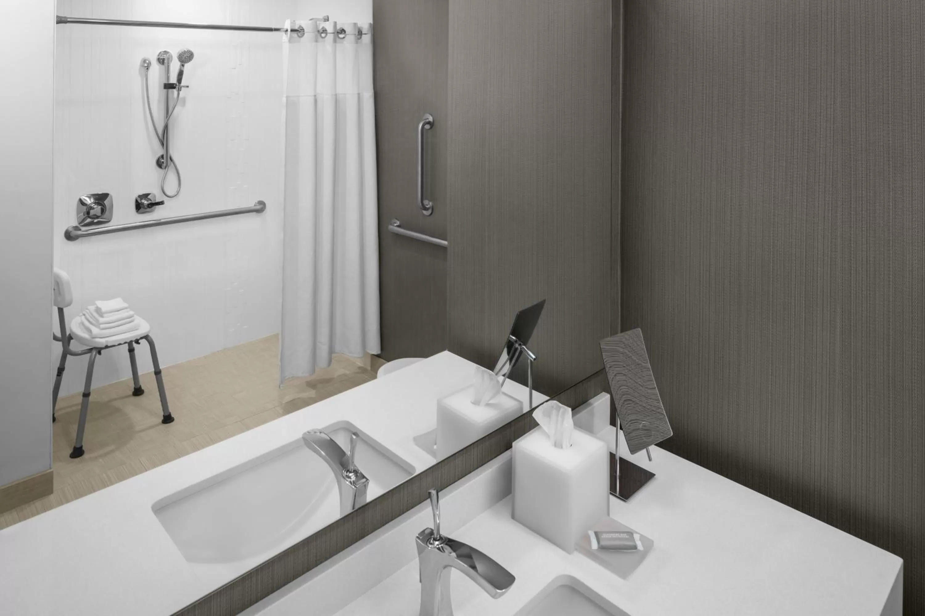 Bathroom, Bed in Courtyard By Marriott Titusville Kennedy Space Center