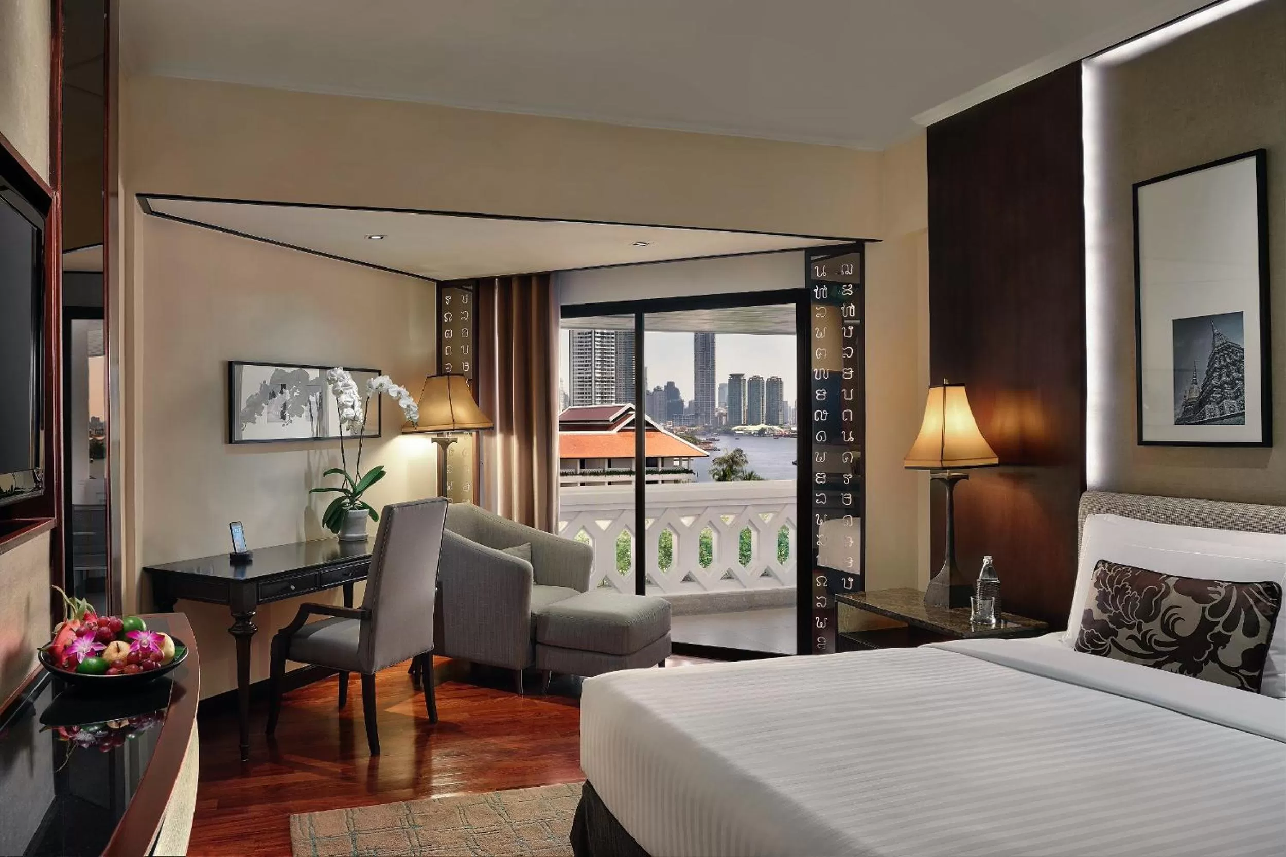 River view, Bed in Anantara Riverside Bangkok Resort