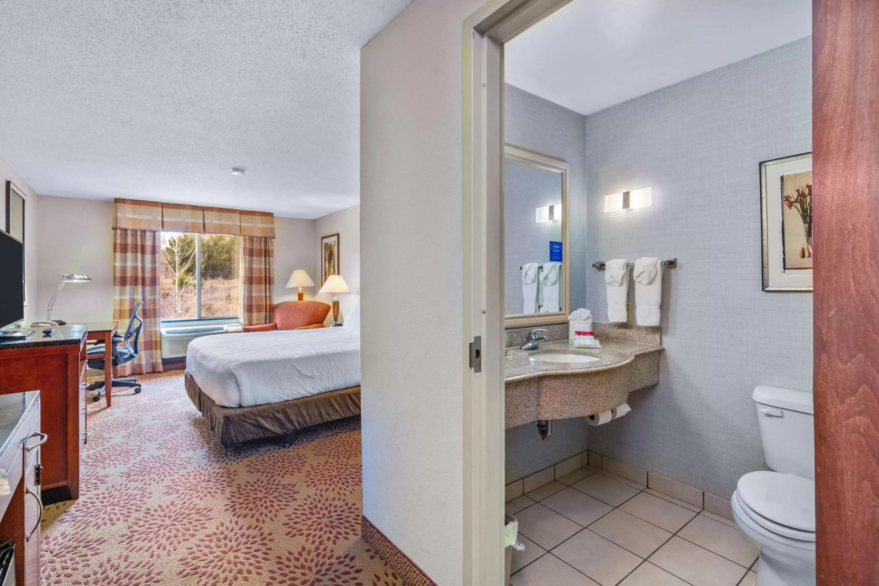 Bathroom, Bed in Hilton Garden Inn Starkville