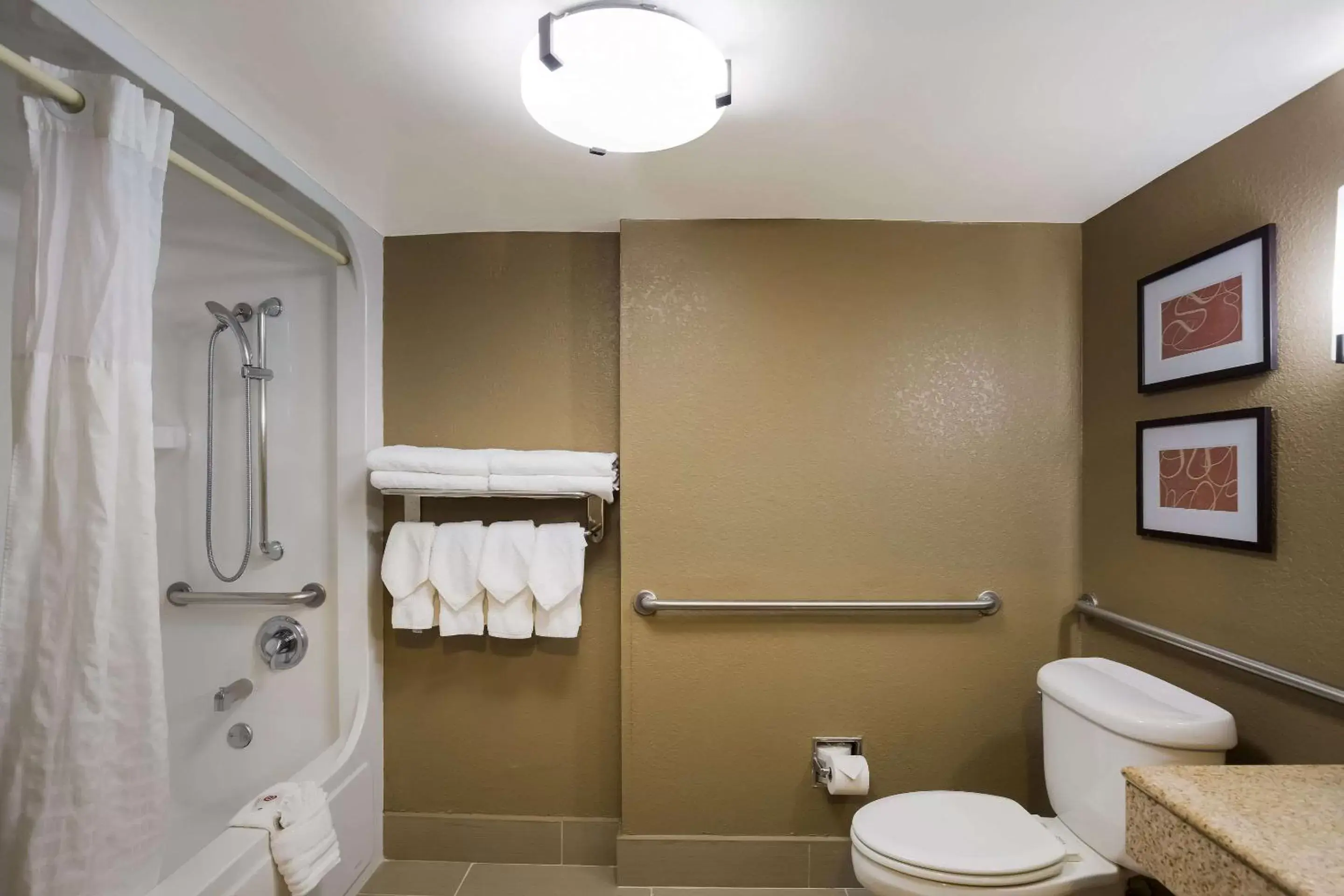 Bedroom, Bathroom in Comfort Suites Near University