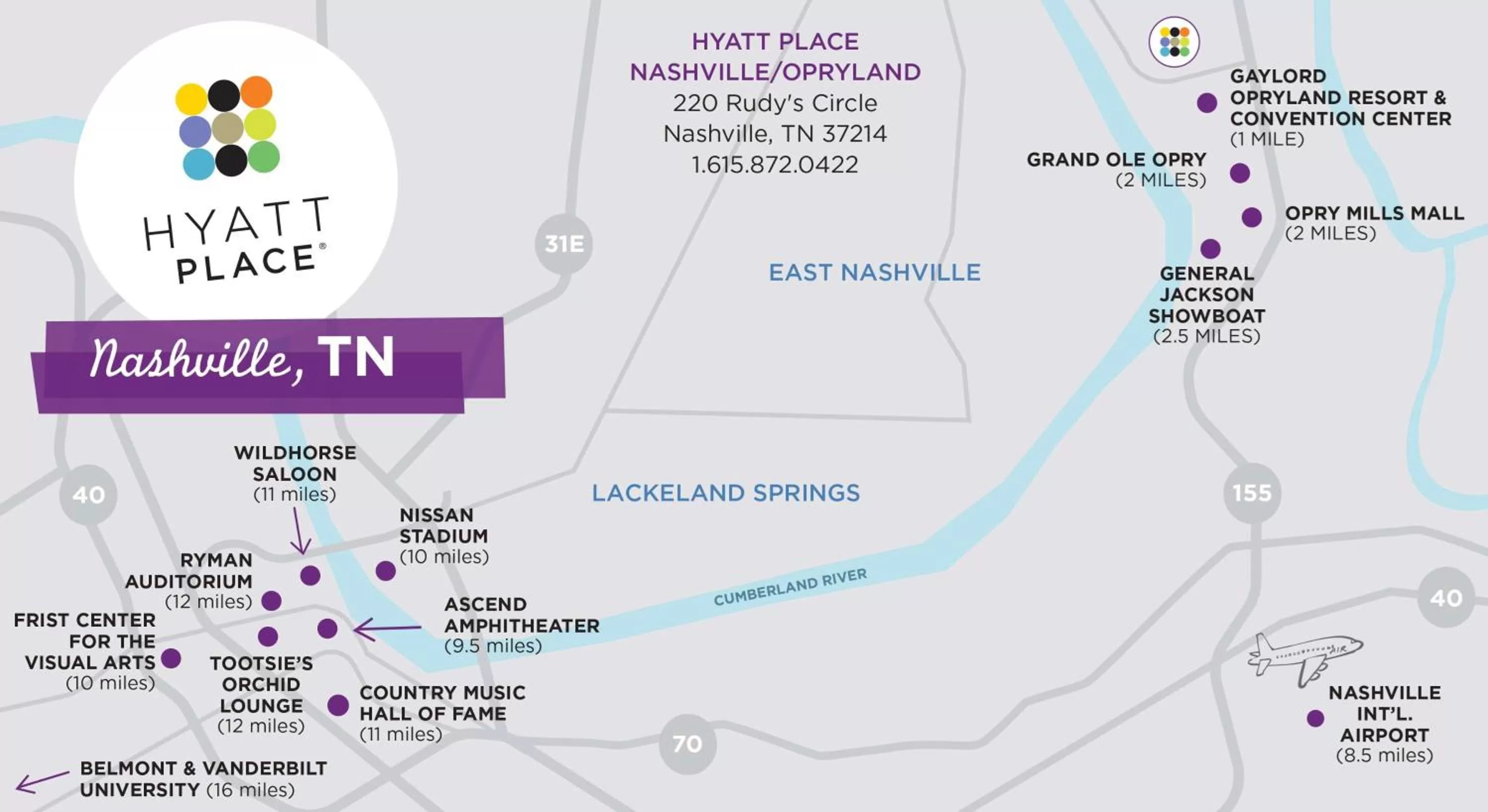 Location in Hyatt Place Nashville Opryland