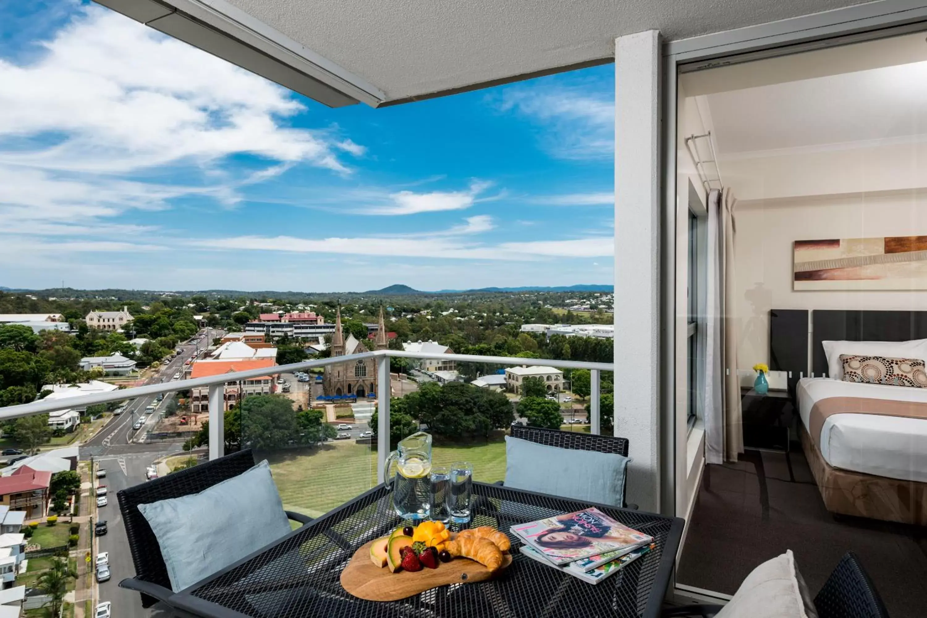 Balcony/Terrace, Bed in Oaks Ipswich Aspire Suites Balcony/Terrace, Bed in Oaks Ipswich Aspire Suites