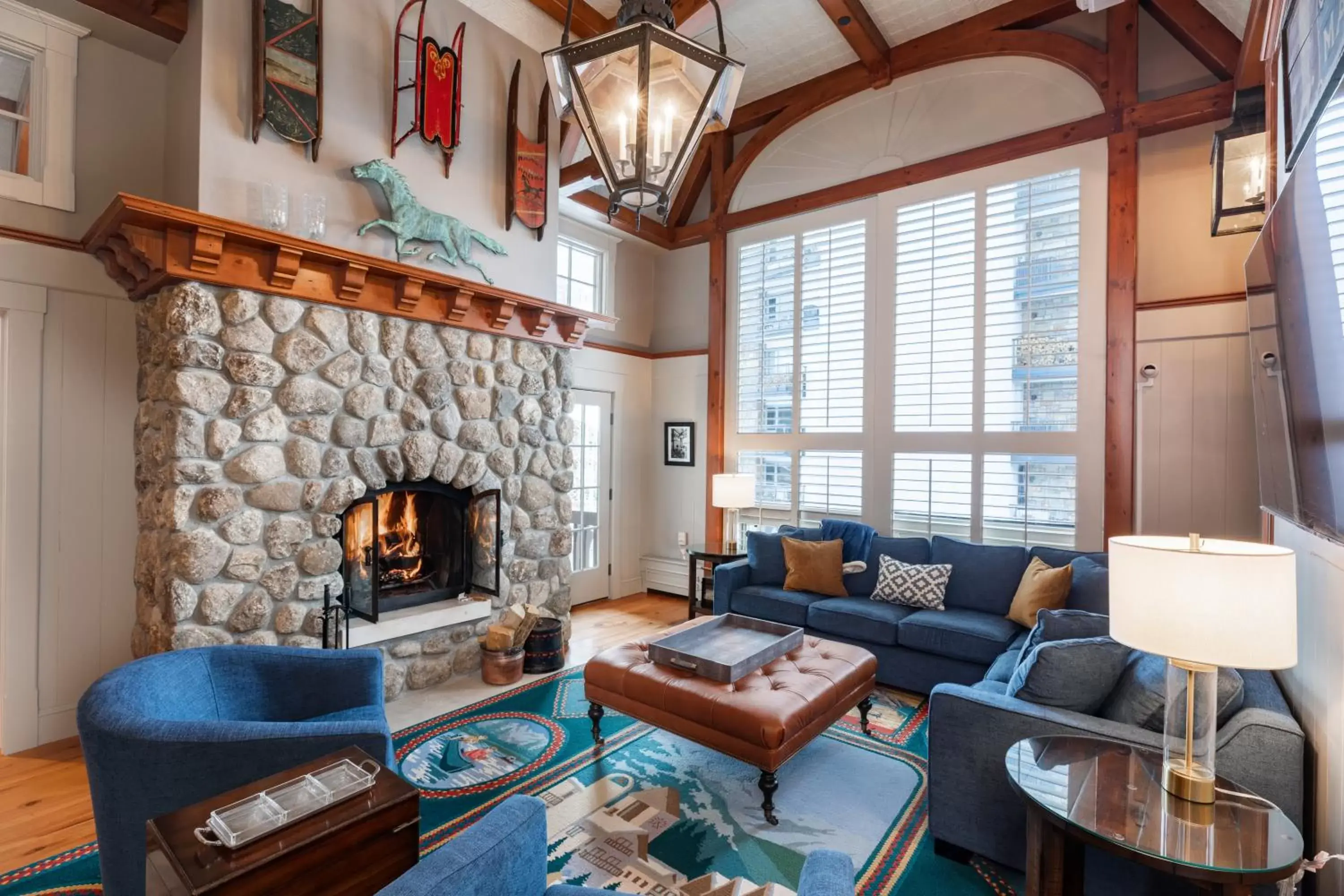 Winter, Seating Area in Lodge at Vail Condominiums