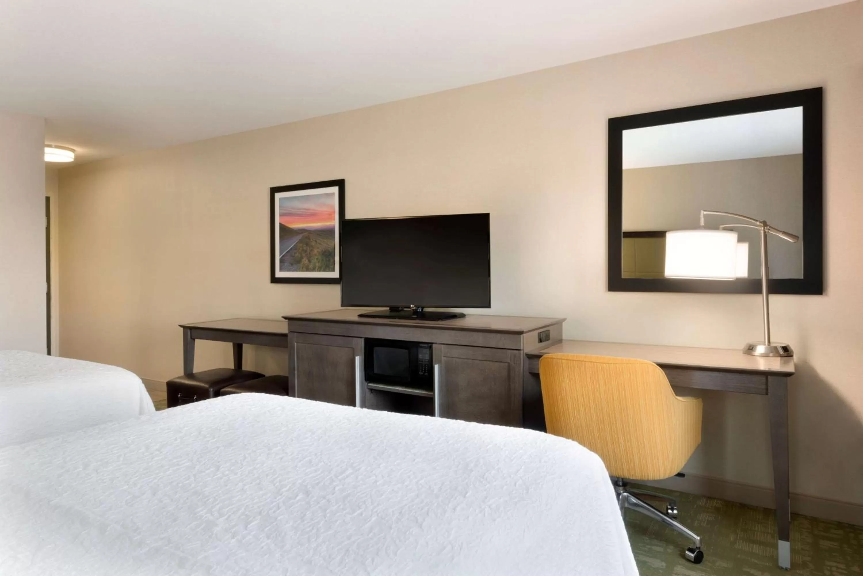 Bed, TV/Entertainment Center in Hampton Inn Gillette
