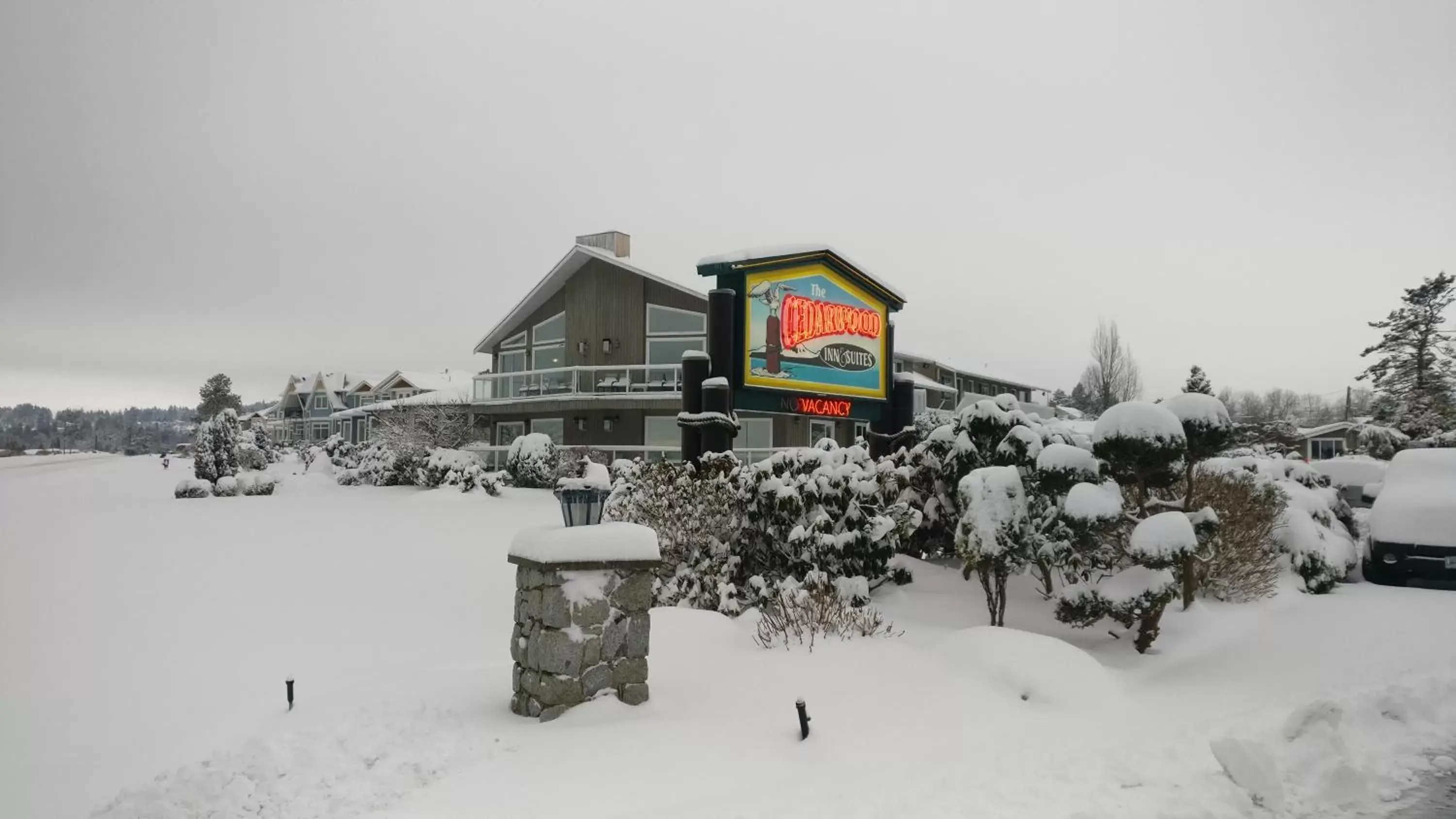 Property building, Winter in The Cedarwood Inn & Suites