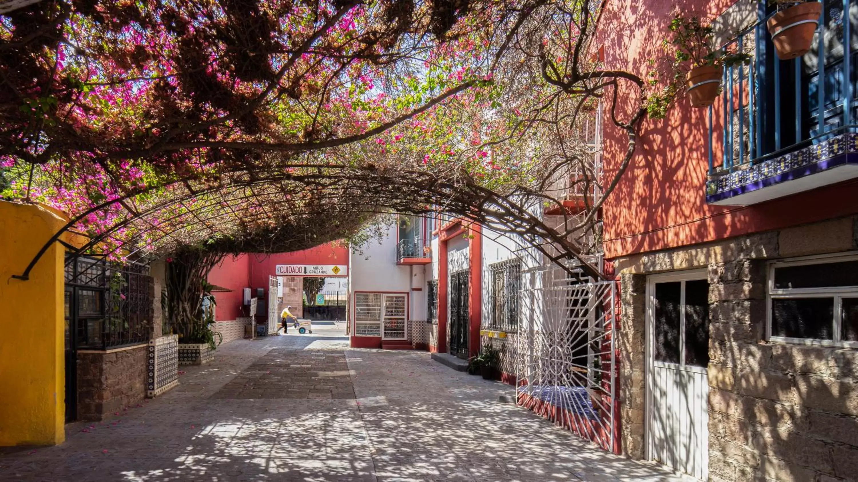 Patio, Property Building in Hotel Posada Bugambilias