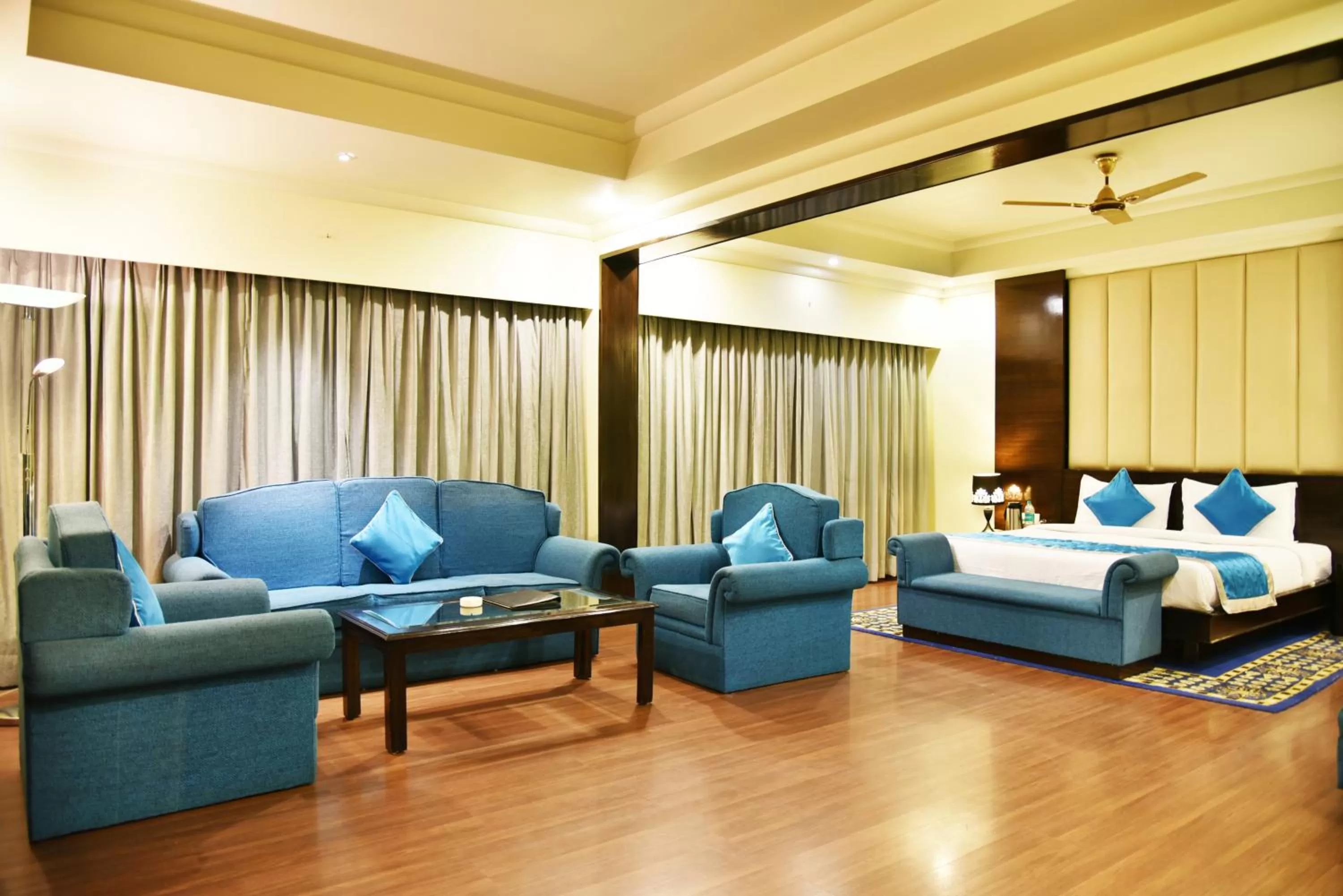 Living room, Bed in Indraprastha Resort - Centrally Heated Rooms, with Gym, Games & Spa