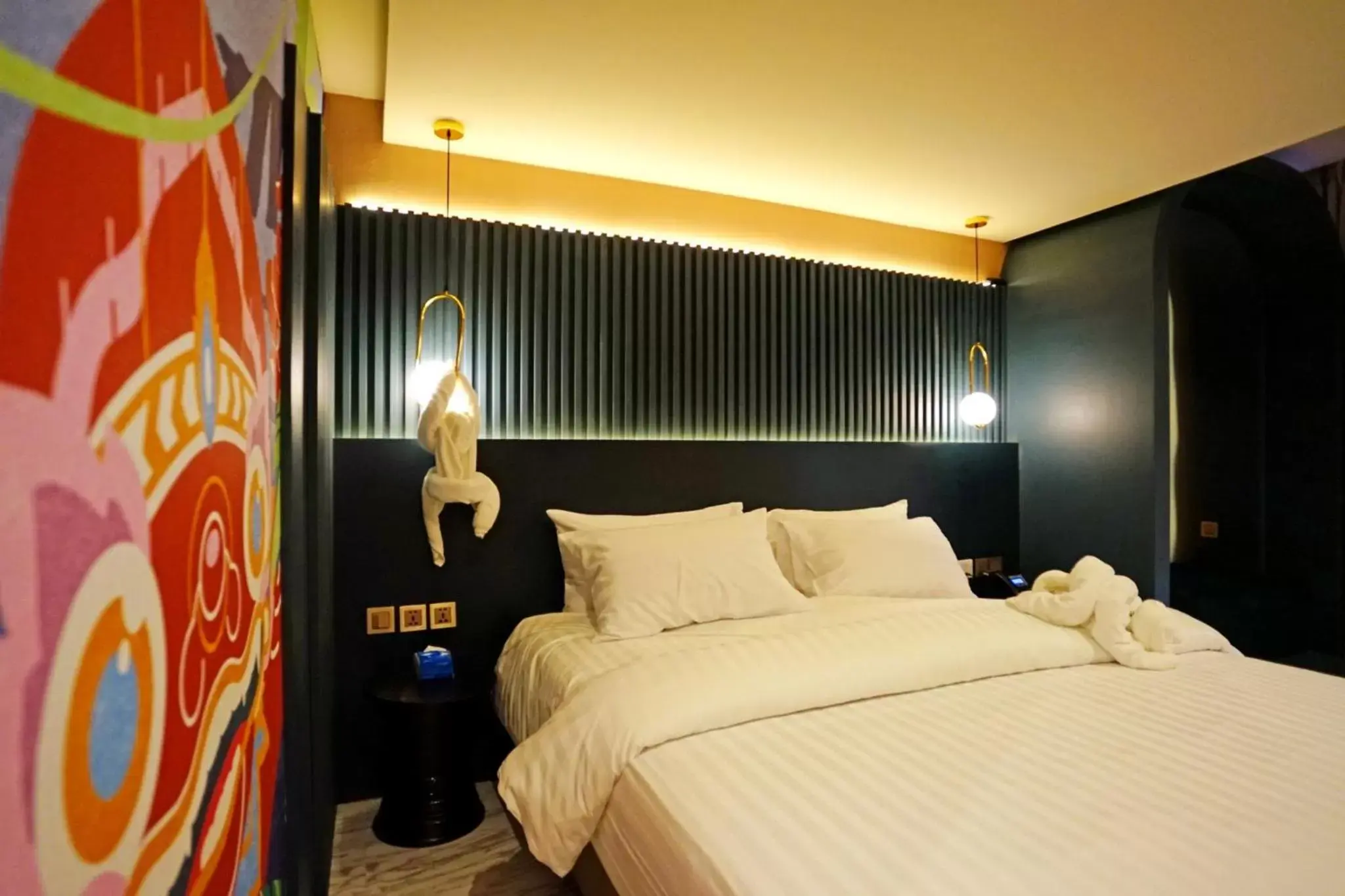 Decorative detail, Bed in 4 Monkeys Hotel Decorative detail, Bed in 4 Monkeys Hotel