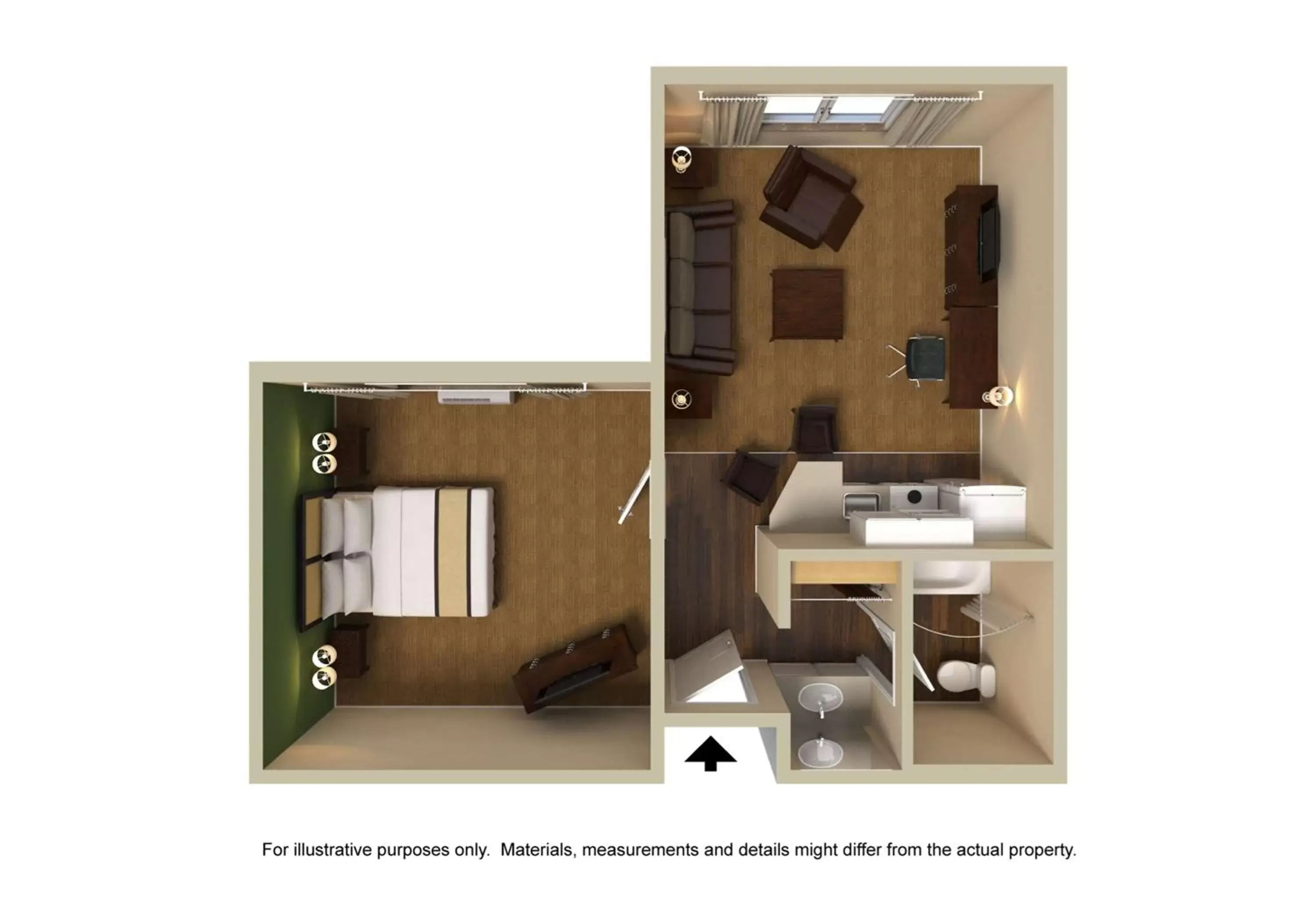 Bedroom, Floor Plan in Extended Stay America Suites - Dallas - Richardson