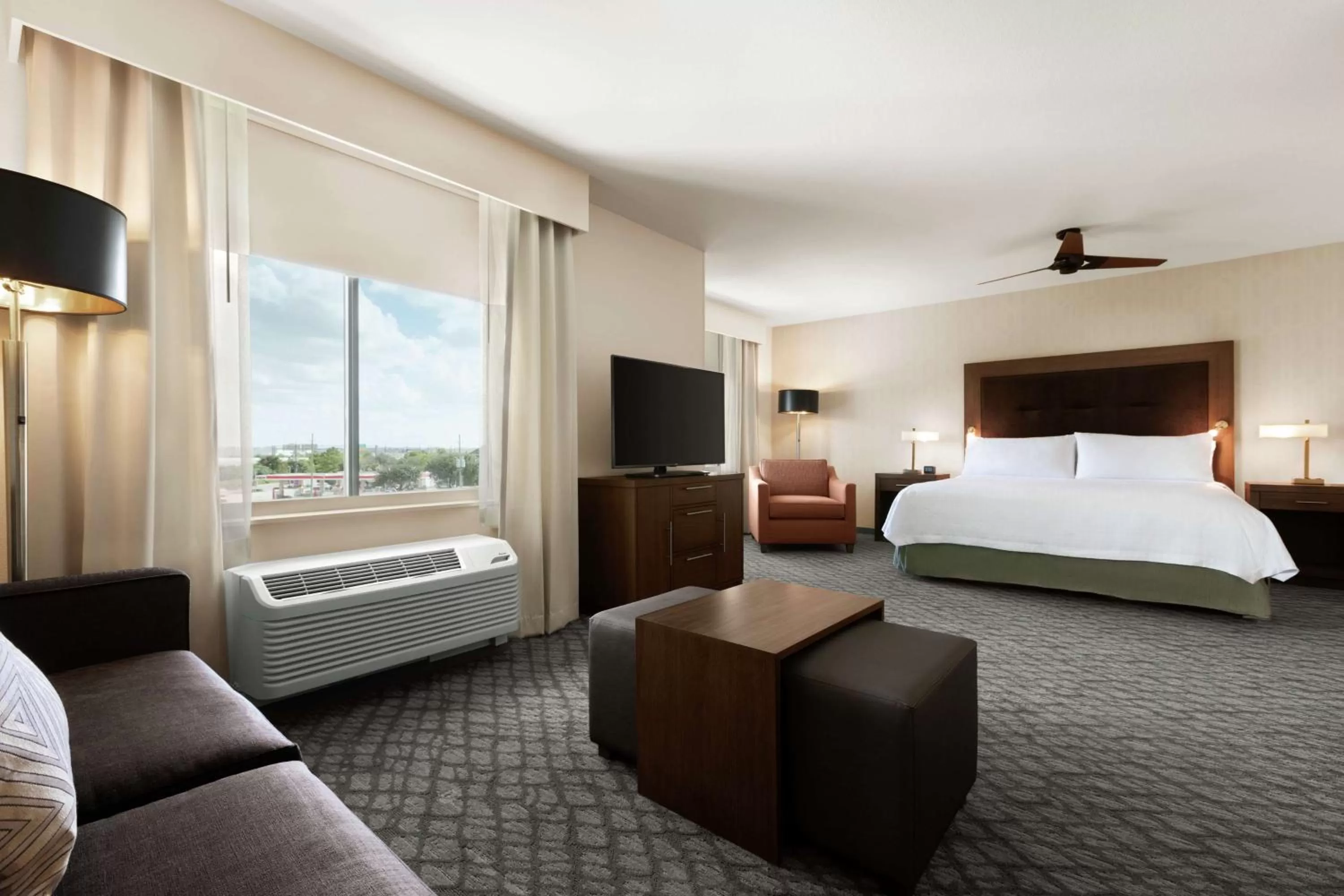 Living room, Bed in Homewood Suites by Hilton Houston NW at Beltway 8