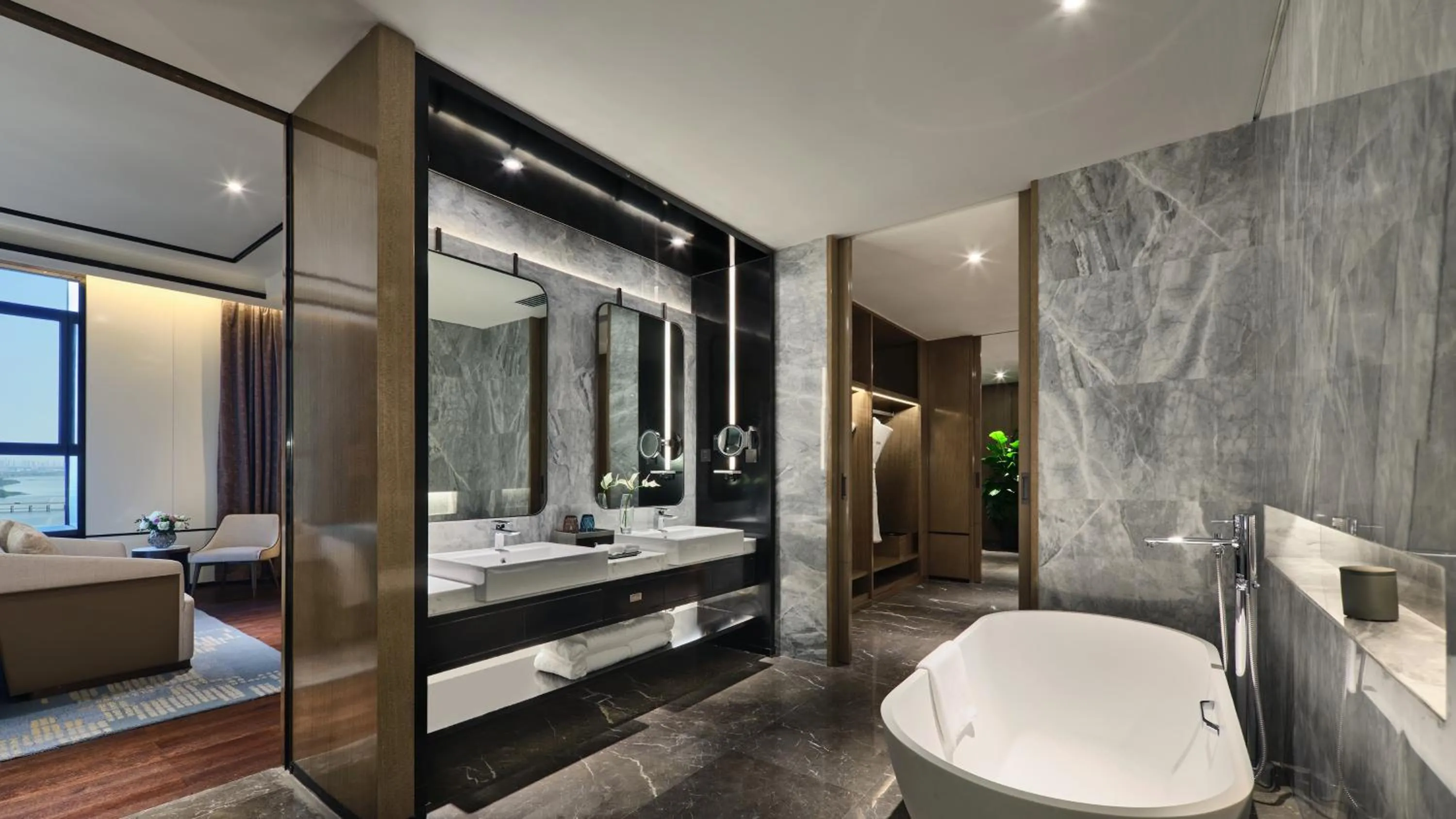 Bathroom, Bed in Crowne Plaza Wuhan Development Zone by IHG