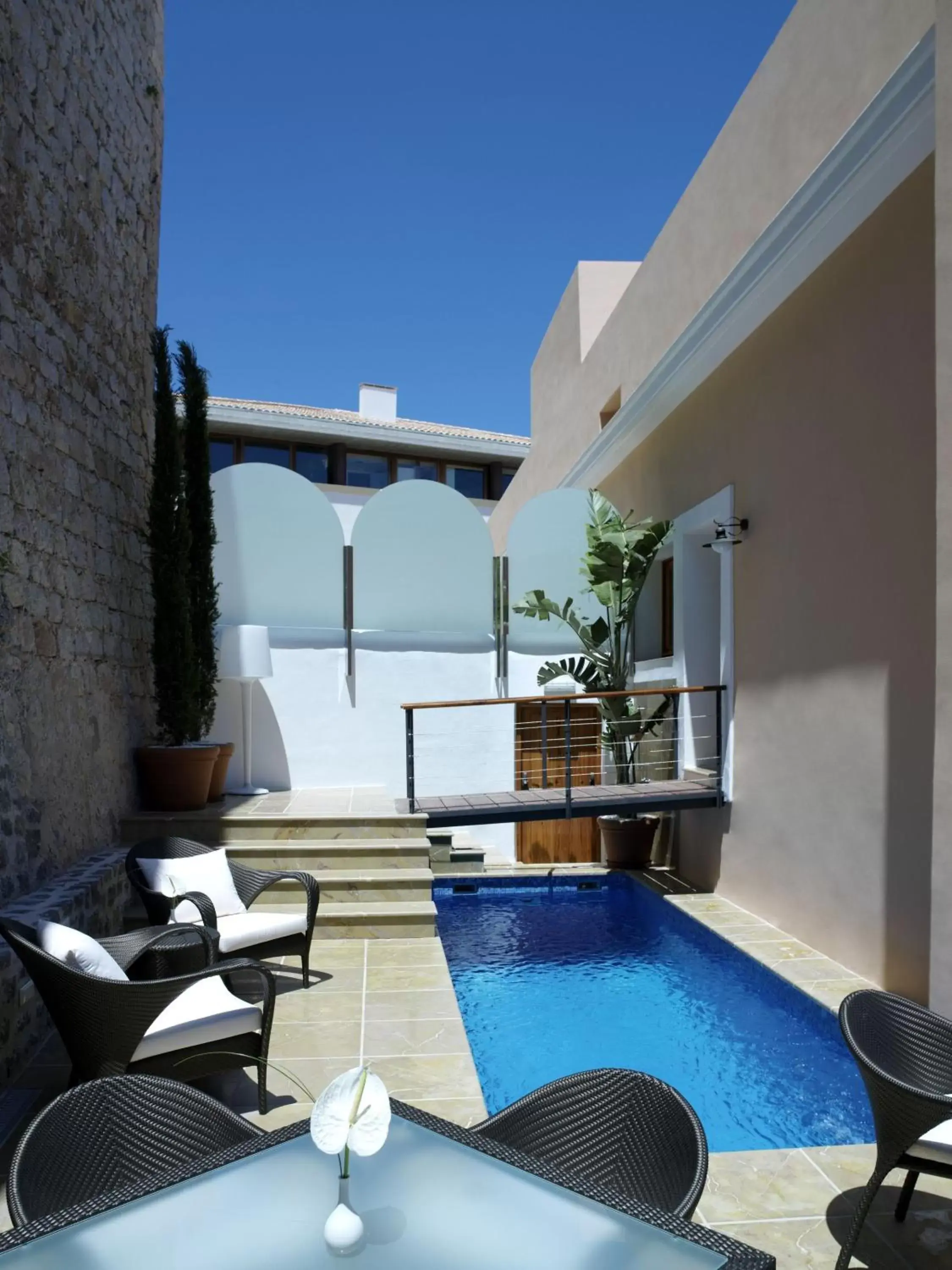 Balcony/Terrace, Swimming Pool in Mirador de Dalt Vila-Relais & Chateaux