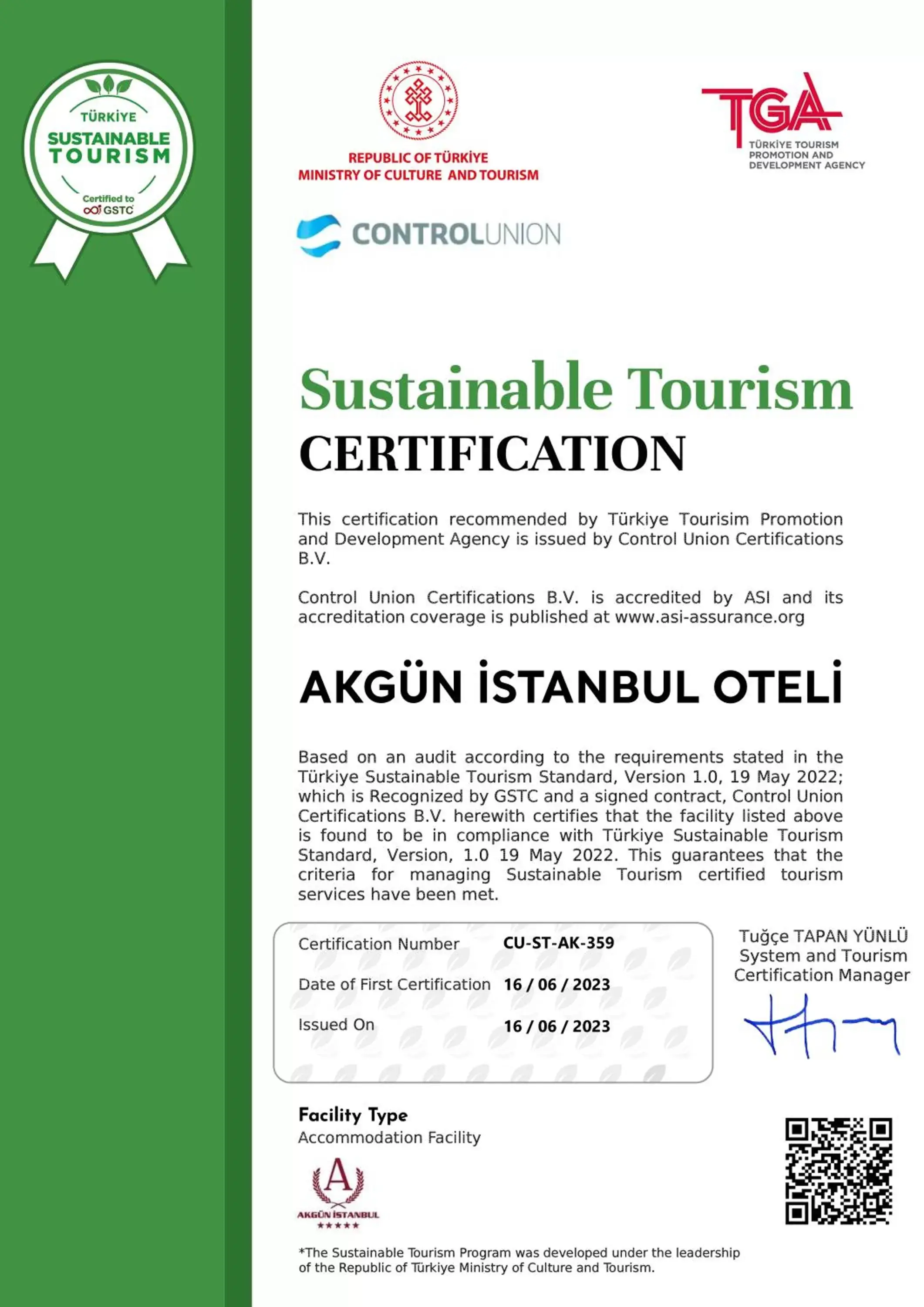 Logo/Certificate/Sign, Logo/Certificate/Sign/Award in Akgun Istanbul Hotel