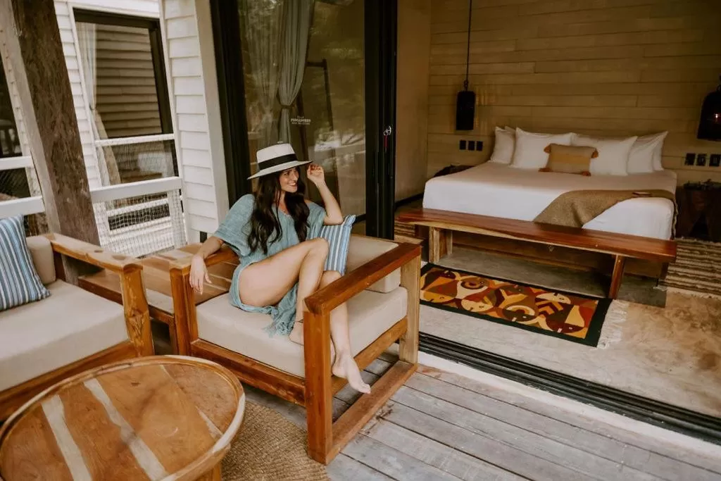 Balcony/Terrace, Bed in Villa Pescadores Tulum-Beachfront hotel by Ahau Collection