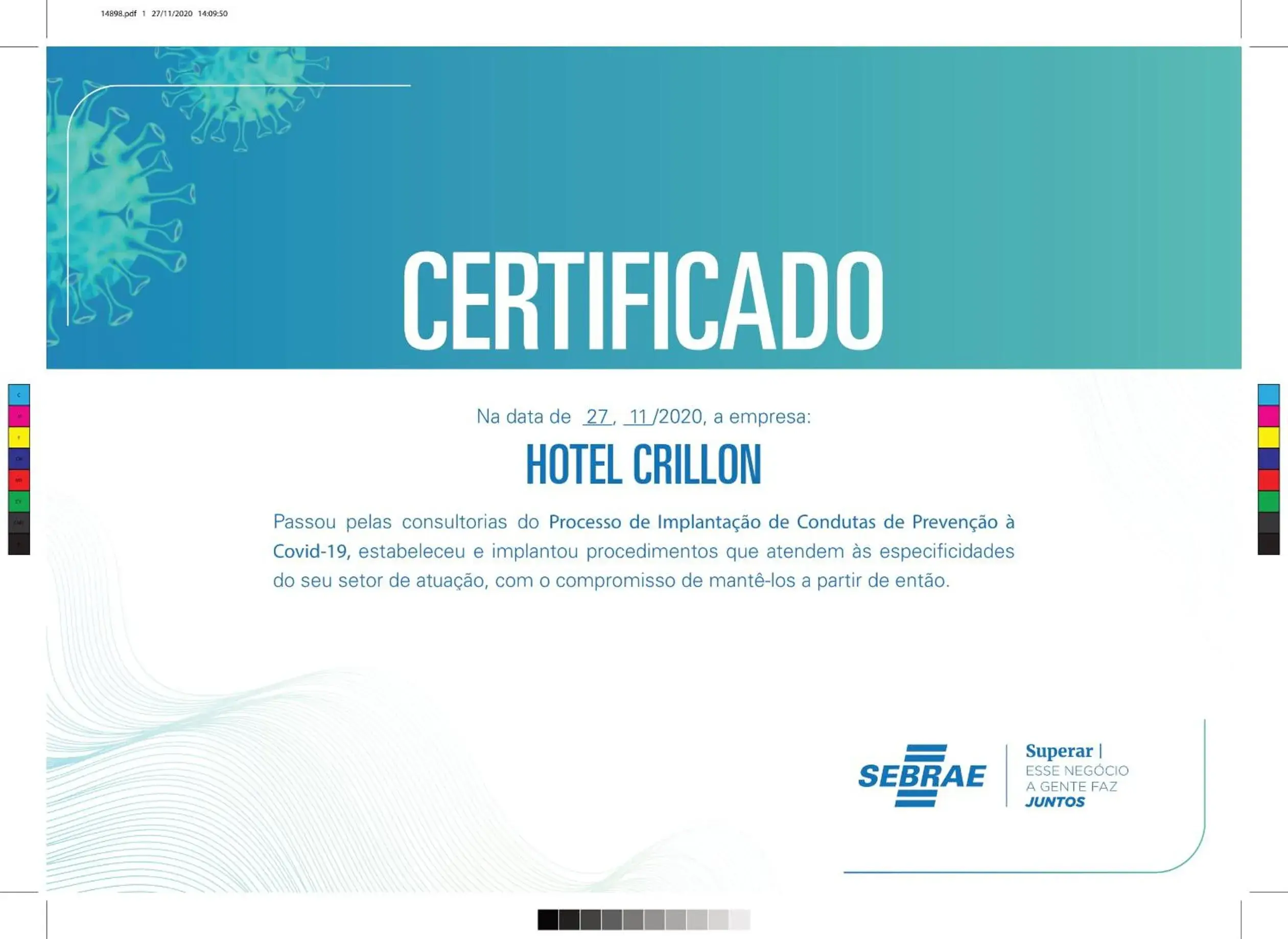 Certificate/Award in Crillon Palace Hotel