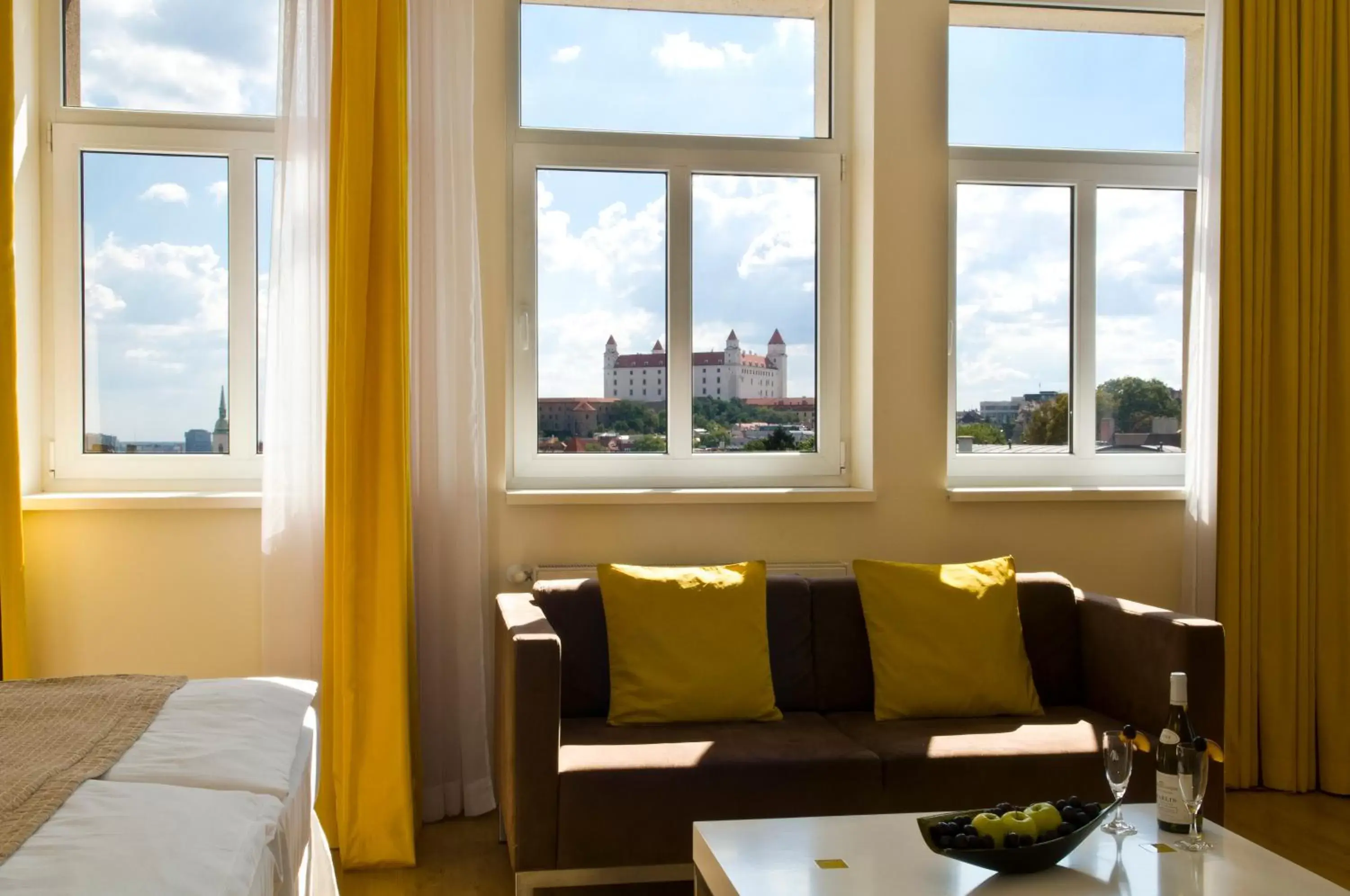 View (from property/room), Bed in Mamaison Residence Sulekova Bratislava View (from property/room), Bed in Mamaison Residence Sulekova Bratislava