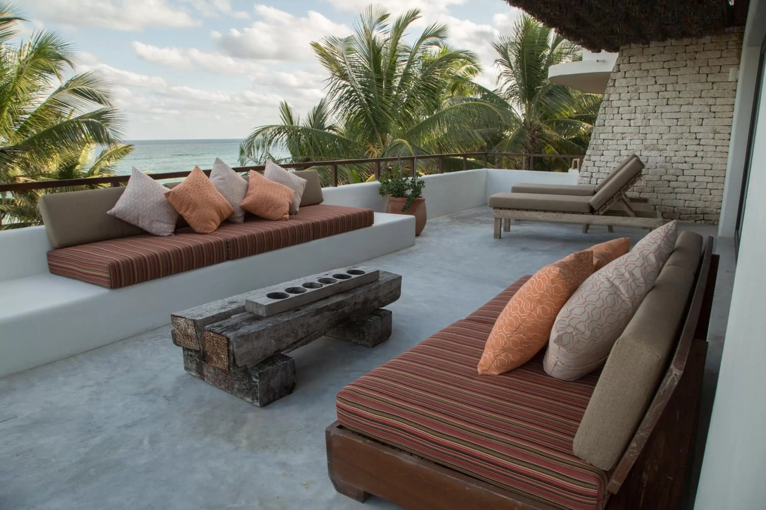 Seating area in Chiringuito Tulum