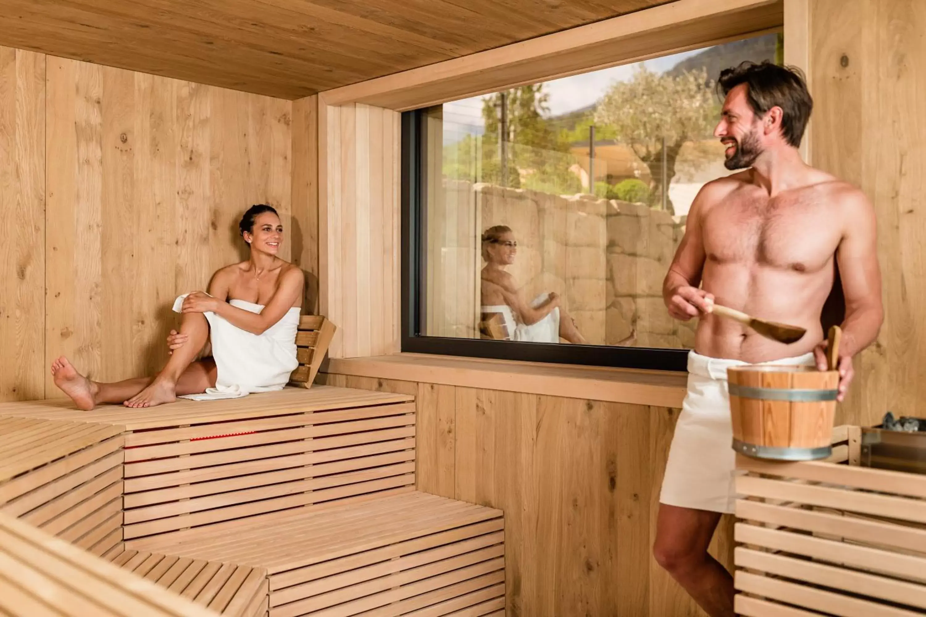 Sauna, Guests in Hotel Pfeiss