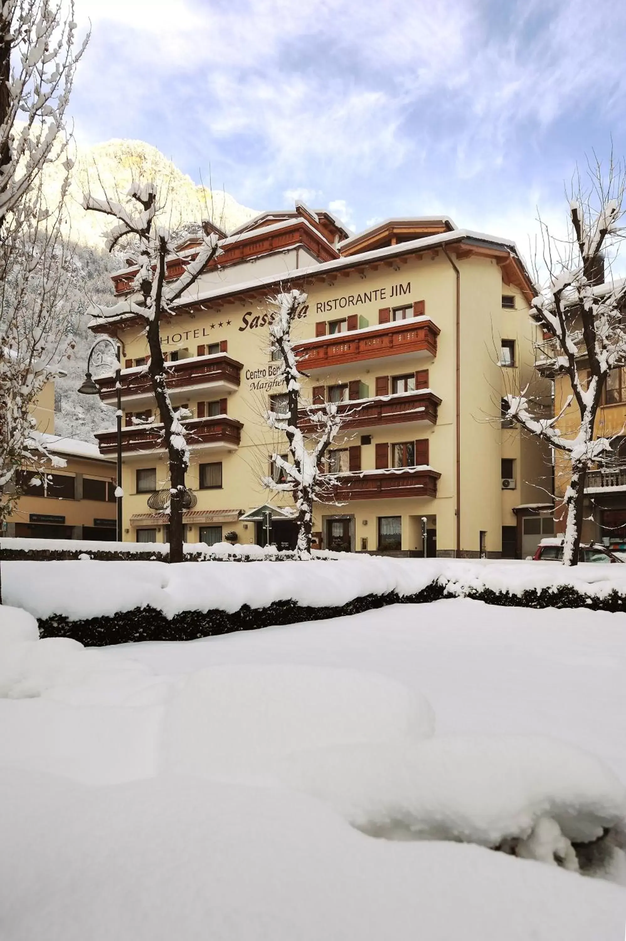 Facade/entrance, Winter in Hotel Sassella