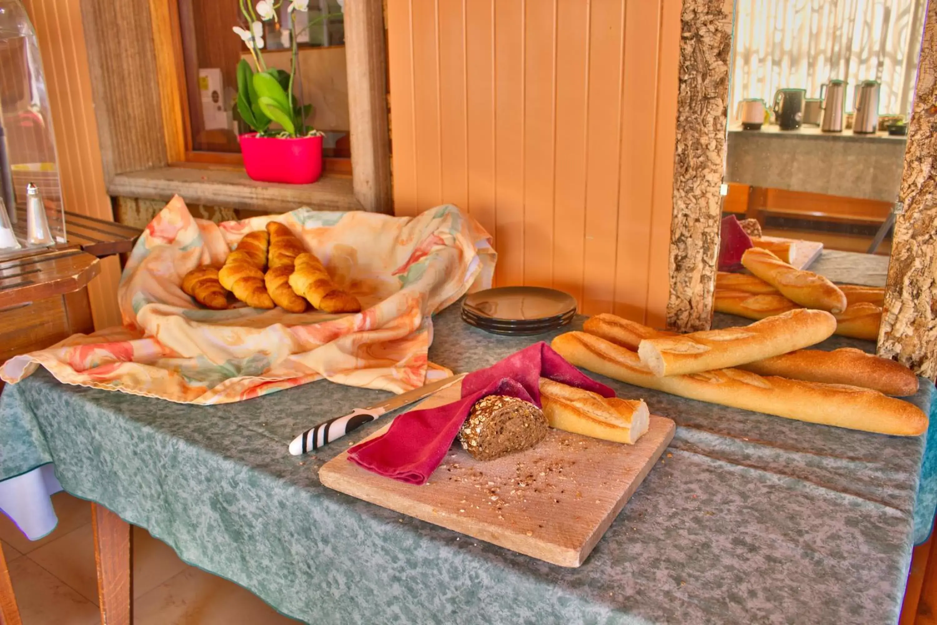 Buffet breakfast in Logis Hôtel Restaurant Le Chalet du Mont Roland