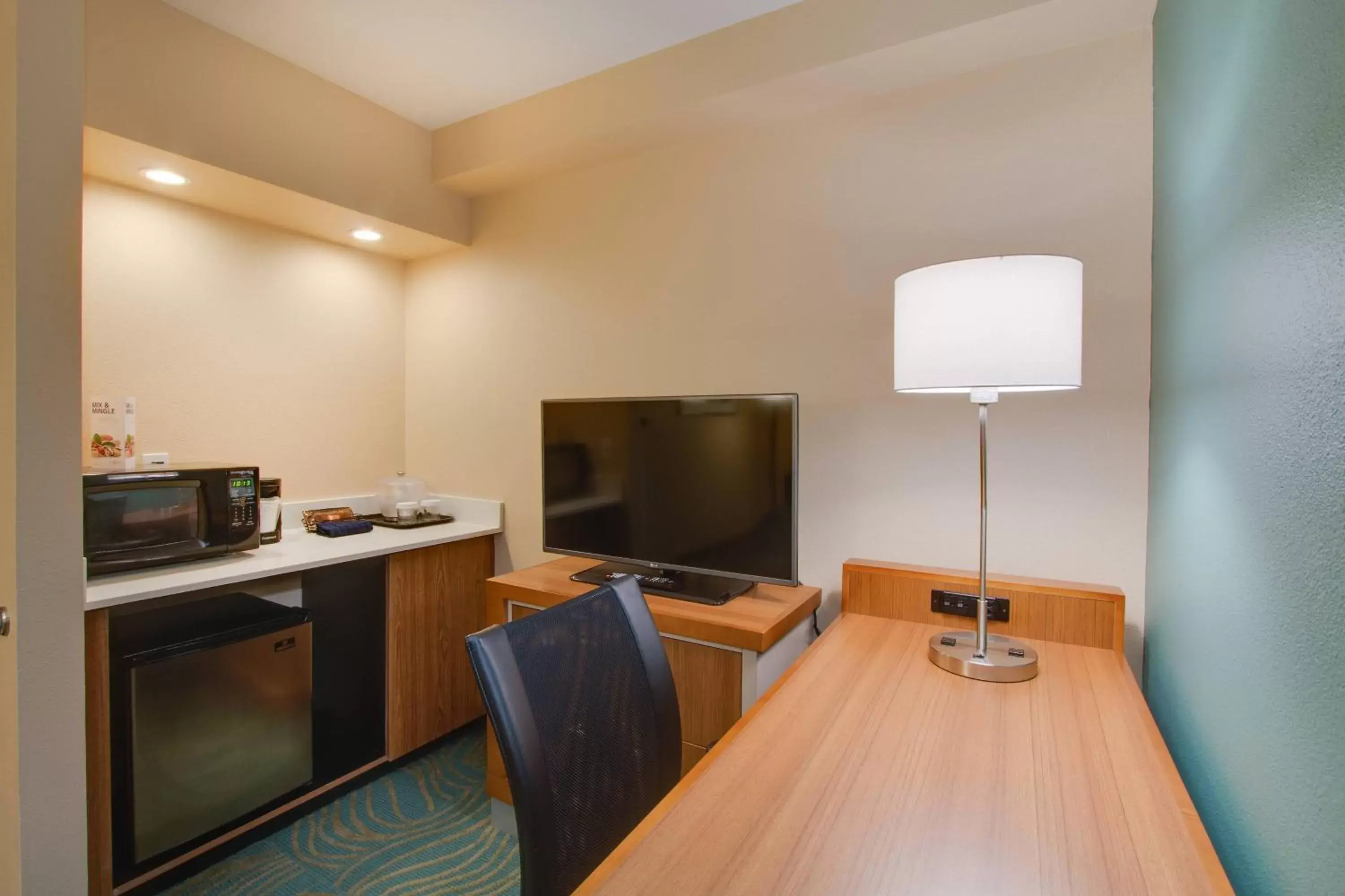 Kitchen or kitchenette, TV/Entertainment Center in SpringHill Suites by Marriott Orlando Lake Buena Vista South