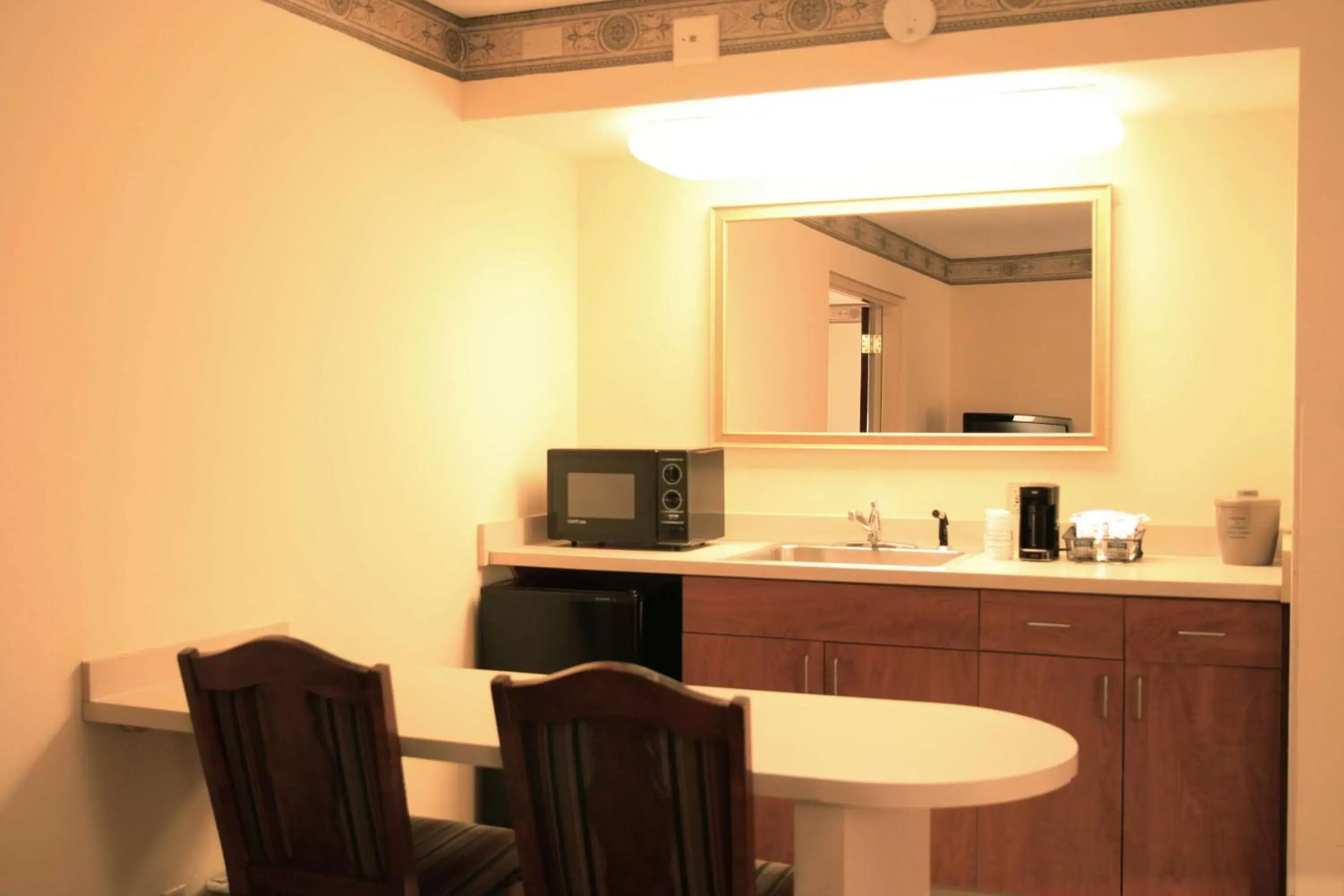 Kitchen or kitchenette, Bathroom in Hampton Inn & Suites-Atlanta Airport North-I-85