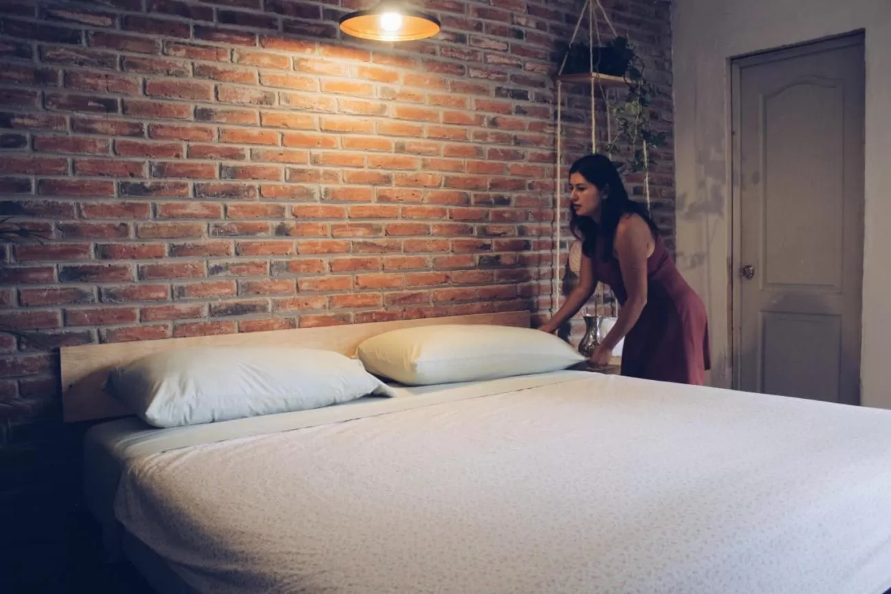 Bed in Hostal Hoja Santa