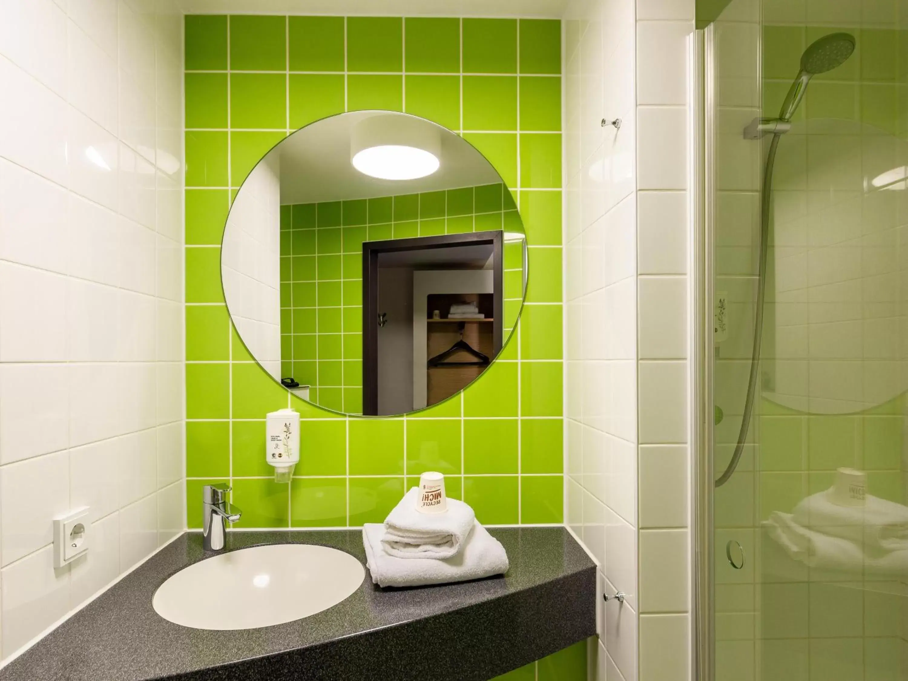 Shower, Bathroom in B&B Hotel Krefeld