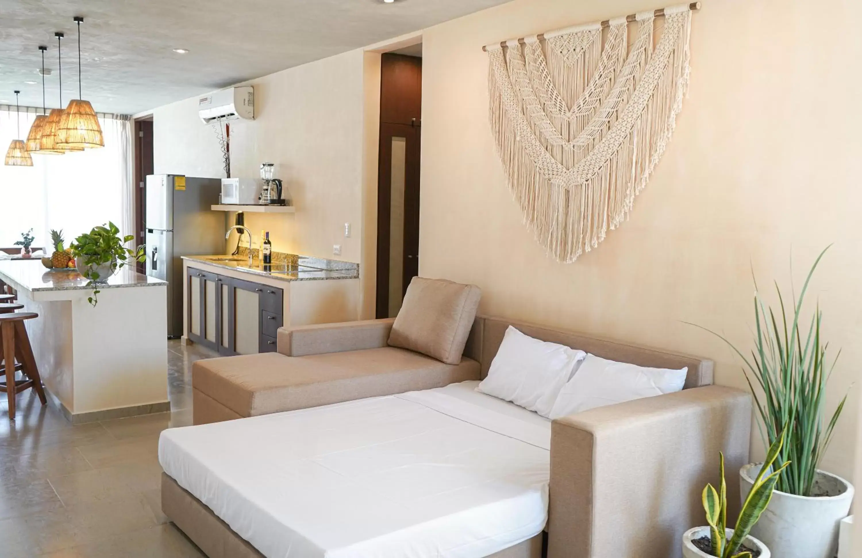 Living room, Bed in ARUNA TULUM-Luxury Studios & Apartments