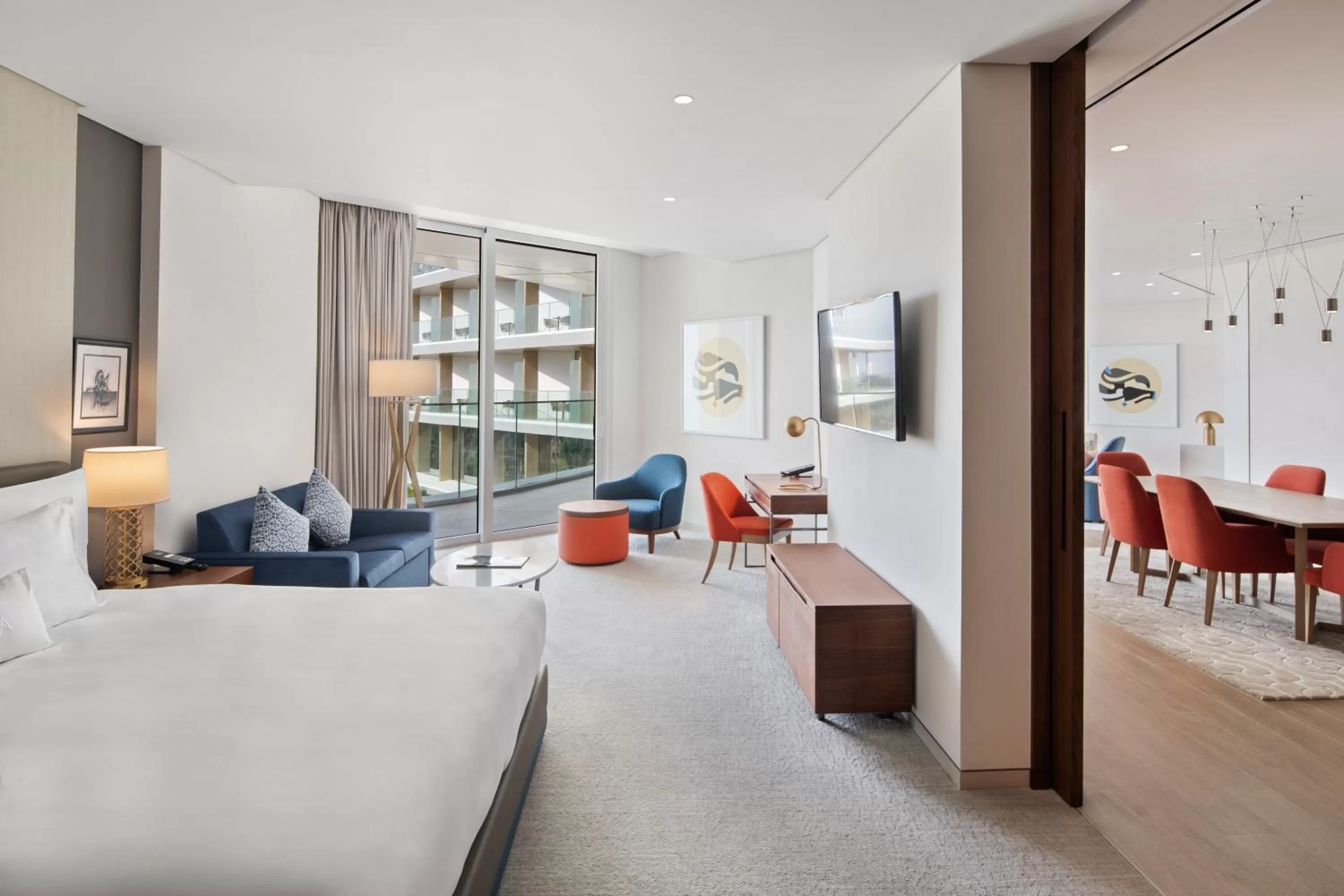 Patio, Bed in JA Lake View Hotel, Dubai