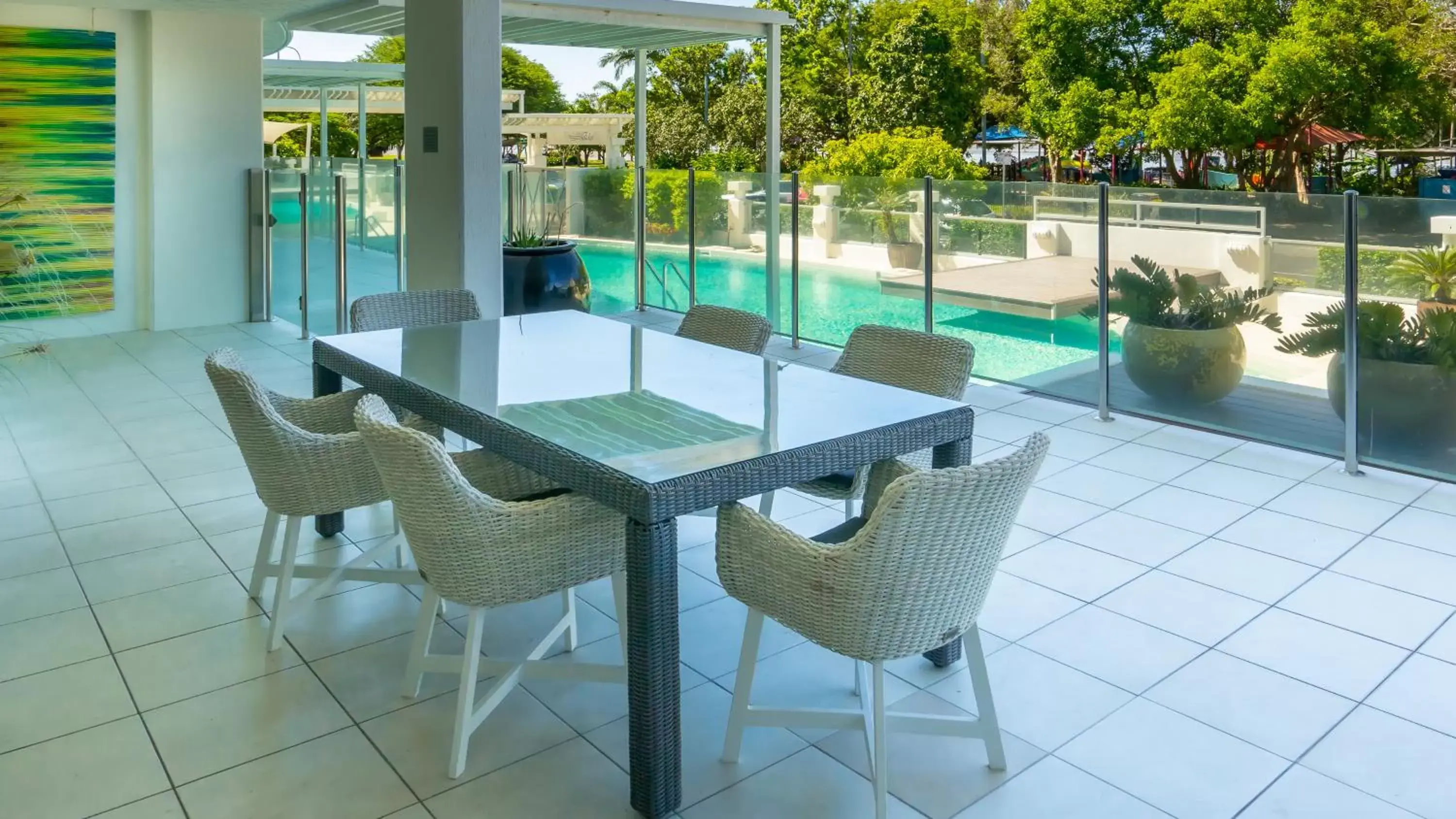 Balcony/Terrace, Swimming Pool in Waters Edge Apartment Cairns