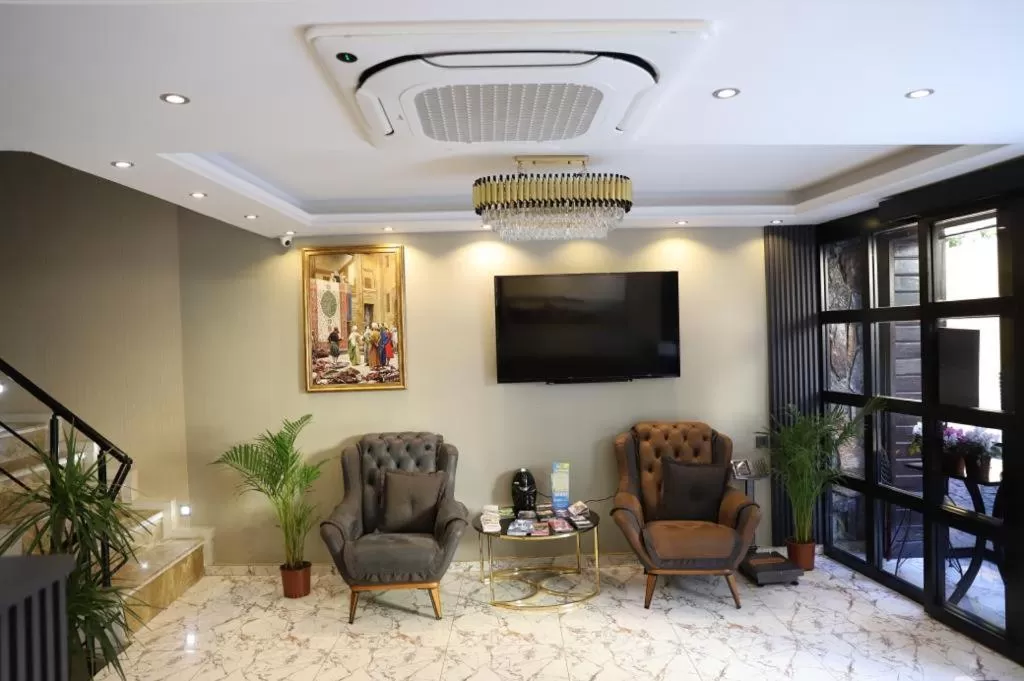 Seating area in Hotel Blue Ottoman