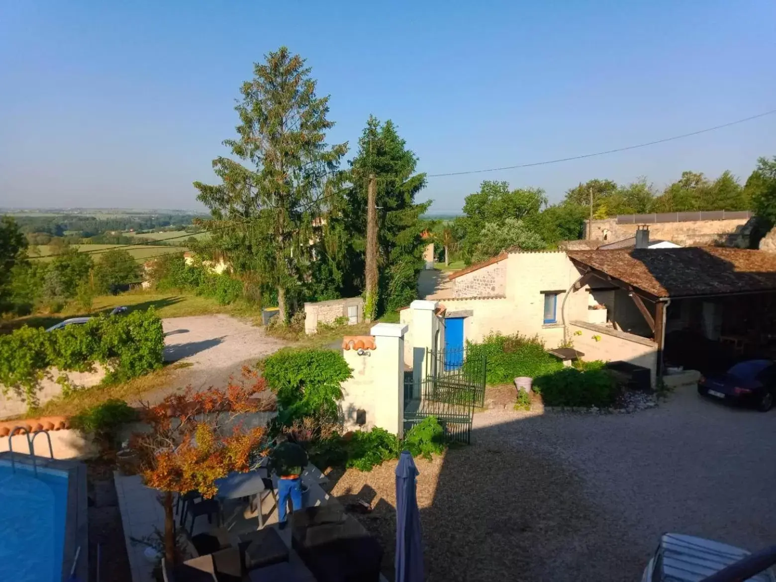 View (from property/room), Pool View in Manoir Le Cristal - Futuroscope a petit prix , grandes chambres familiales 5-6 personnes ,