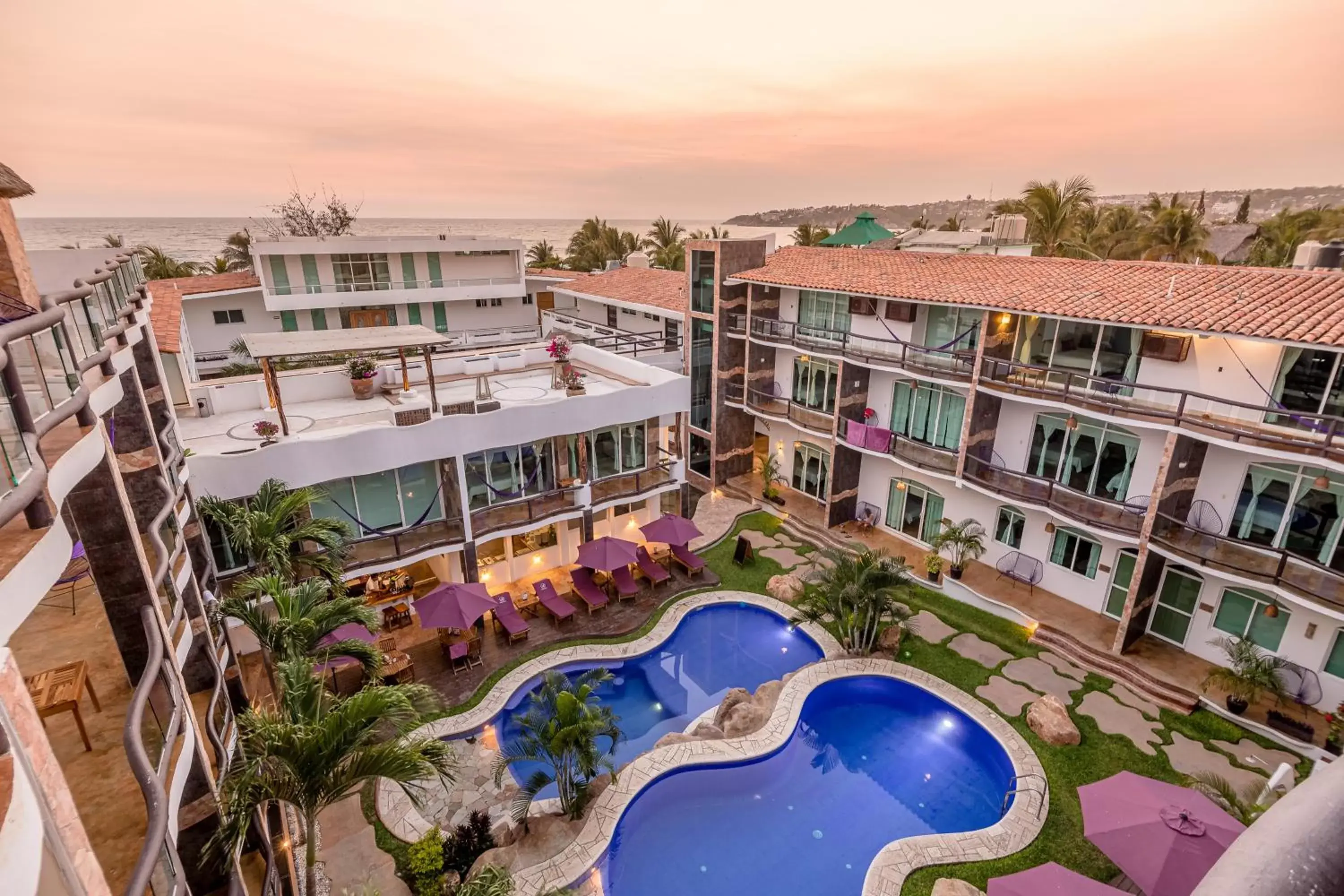 Sunset, Pool View in Hotel Rockaway