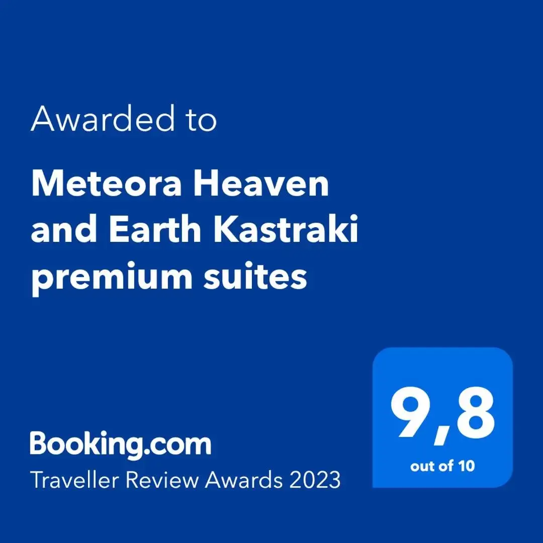 Certificate/Award, Logo/Certificate/Sign/Award in Meteora Heaven and Earth Kastraki premium suites