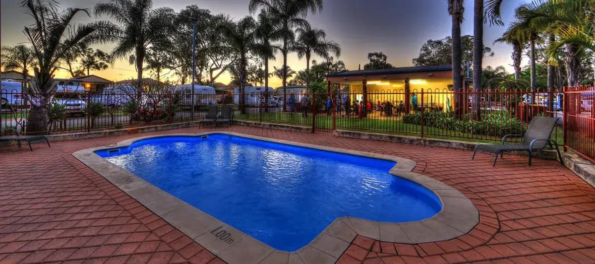 Evening entertainment, Swimming Pool in Central Caravan Park