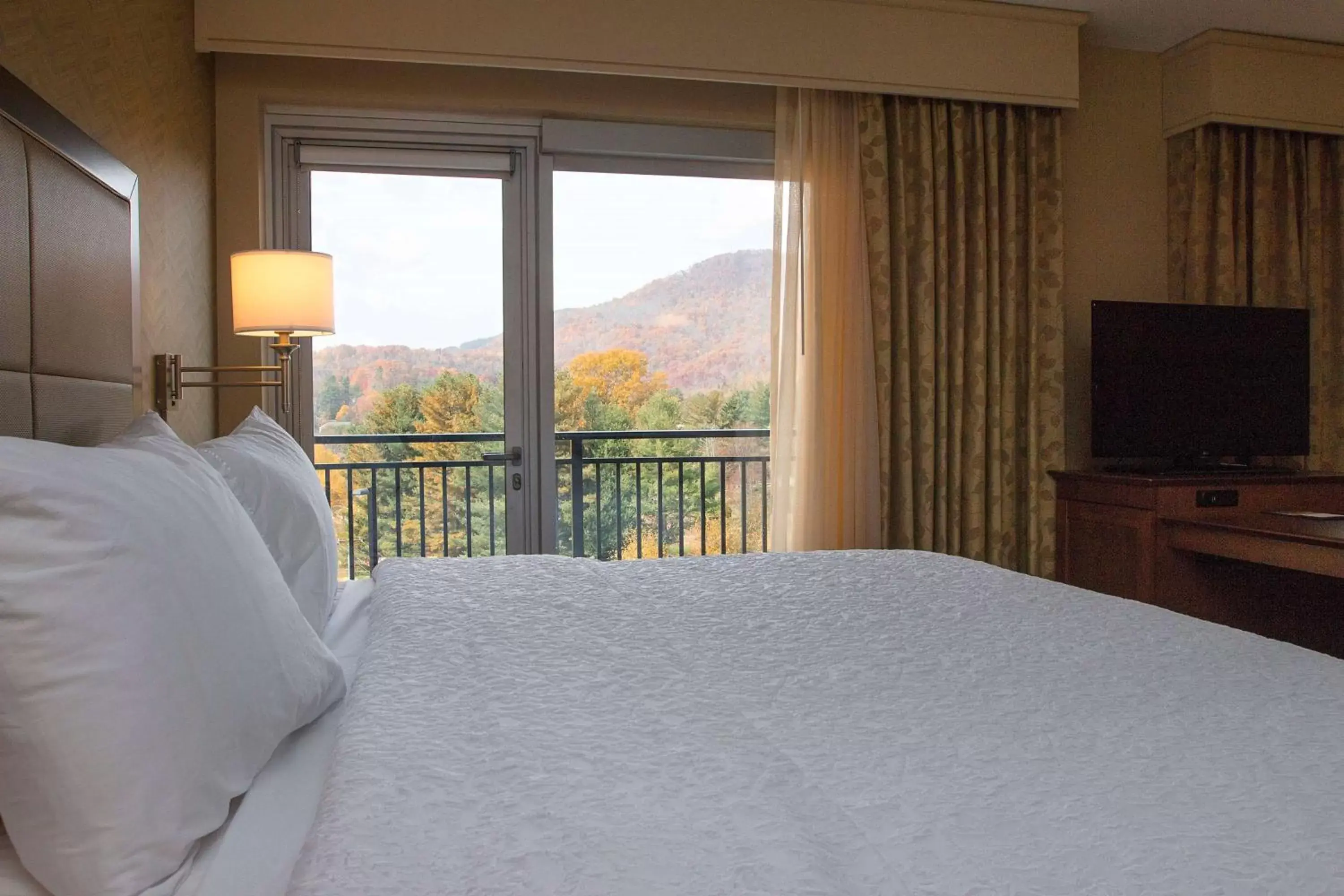 Bed, Mountain View in Hampton Inn & Suites Boone, Nc