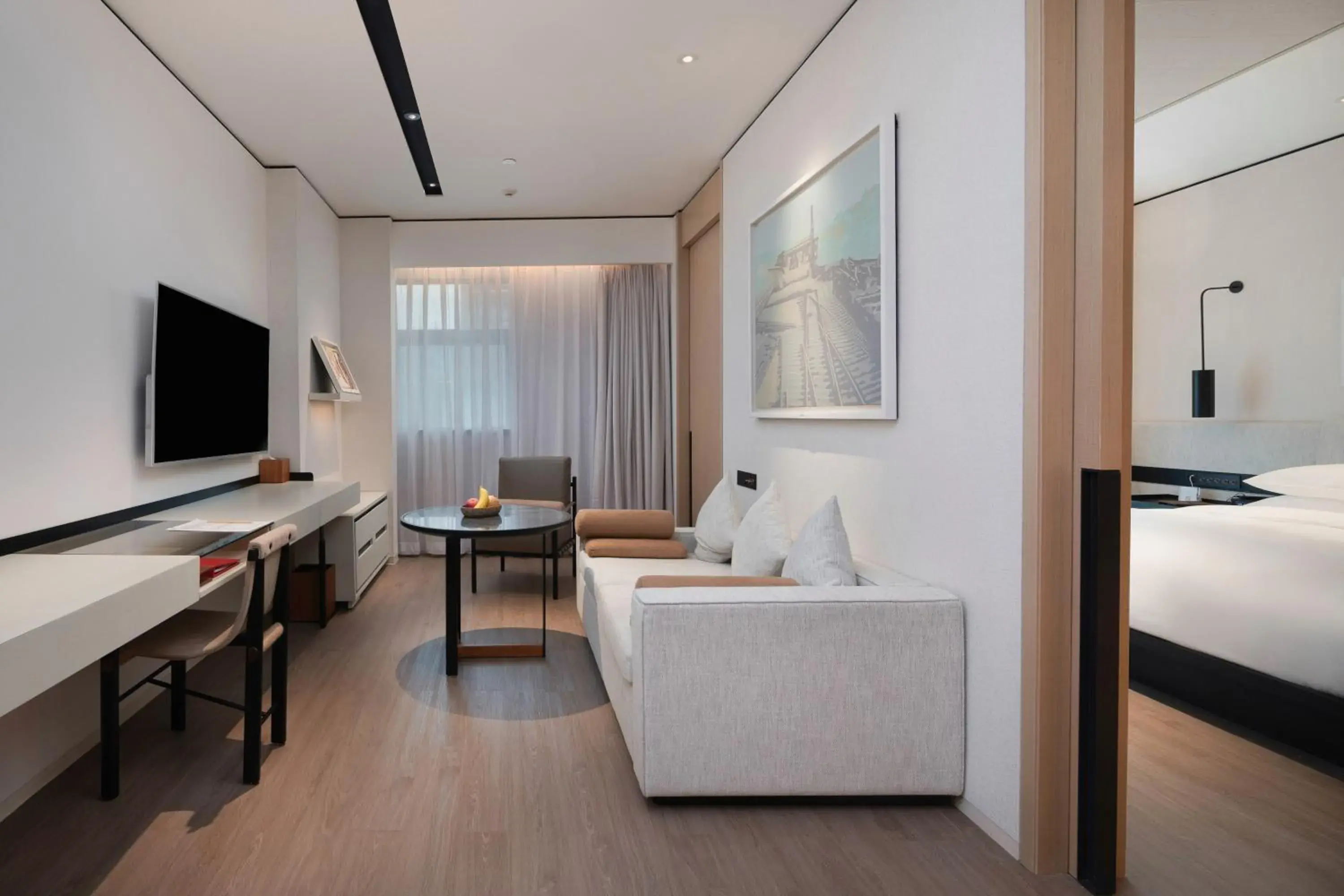 Photo of the whole room, Bed in Mumian Shenzhen Luohu JDV by Hyatt Photo of the whole room, Bed in Mumian Shenzhen Luohu JDV by Hyatt