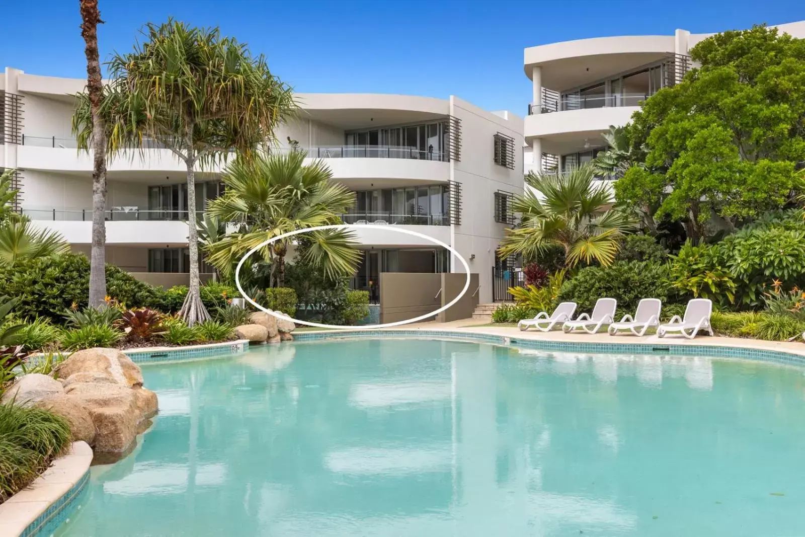 Patio, Swimming Pool in Cotton Beach Resort - Tweed Coast Holidays ®