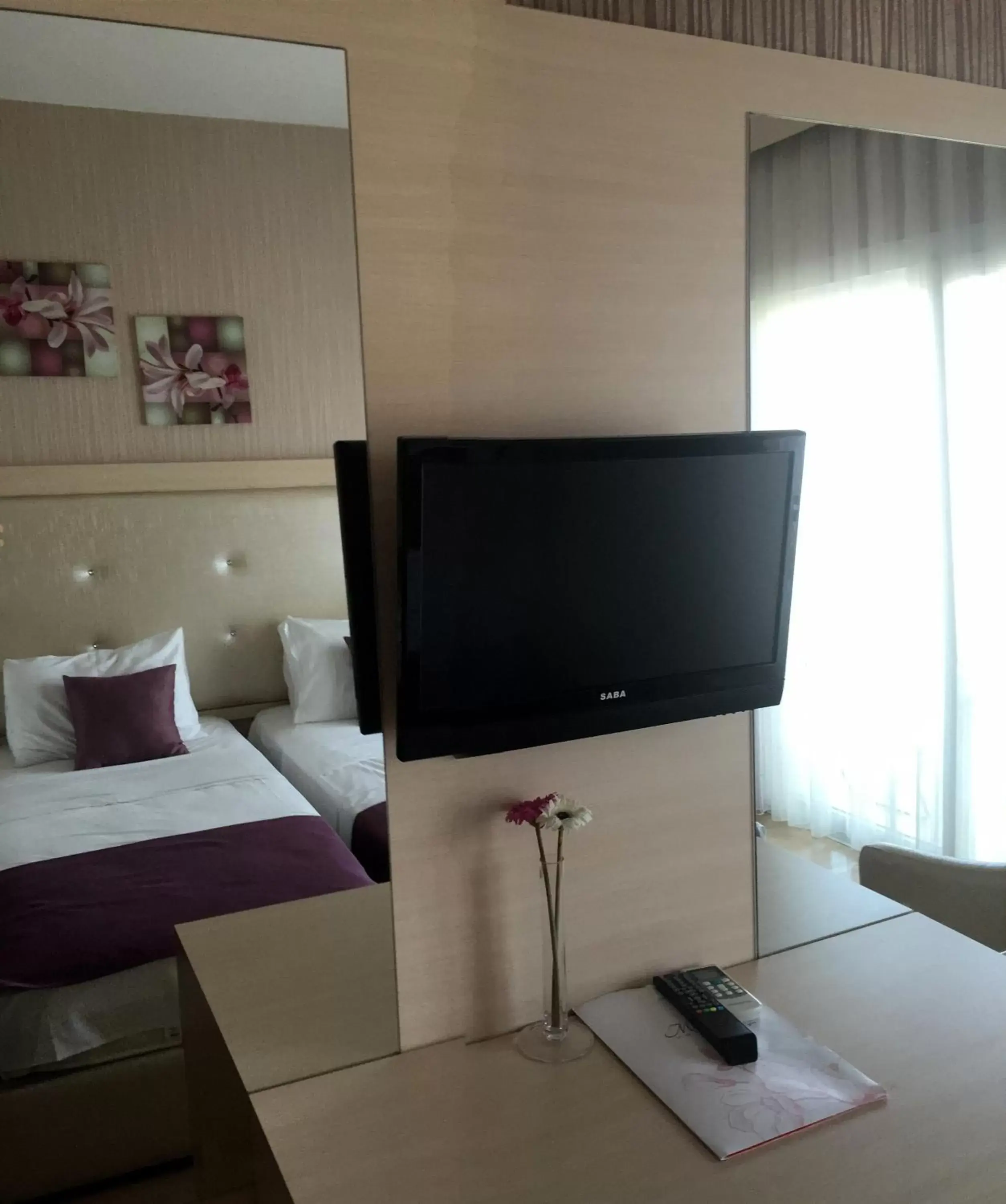 Bed, TV/Entertainment Center in Manolya Hotel