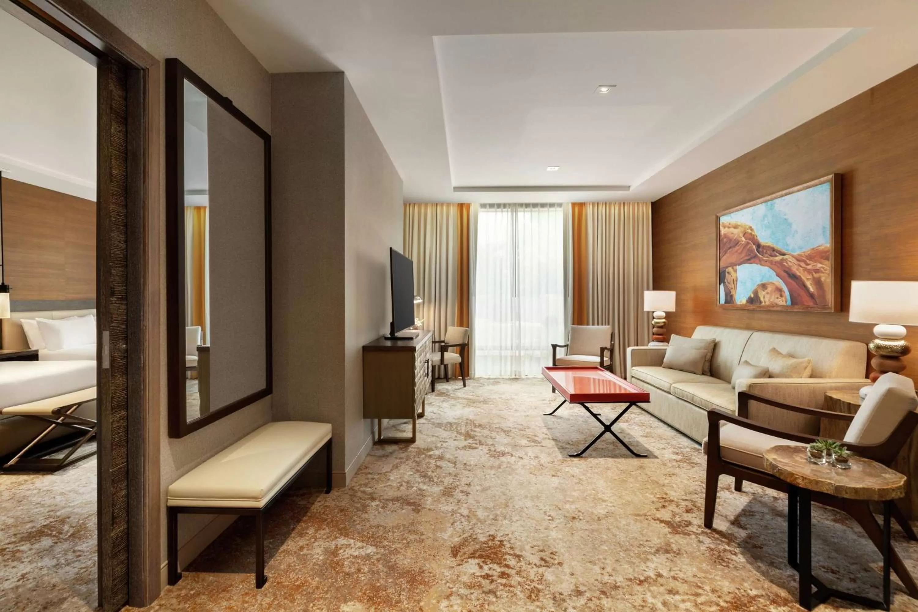 Living room, Bed in Hoodoo Moab, Curio Collection by Hilton