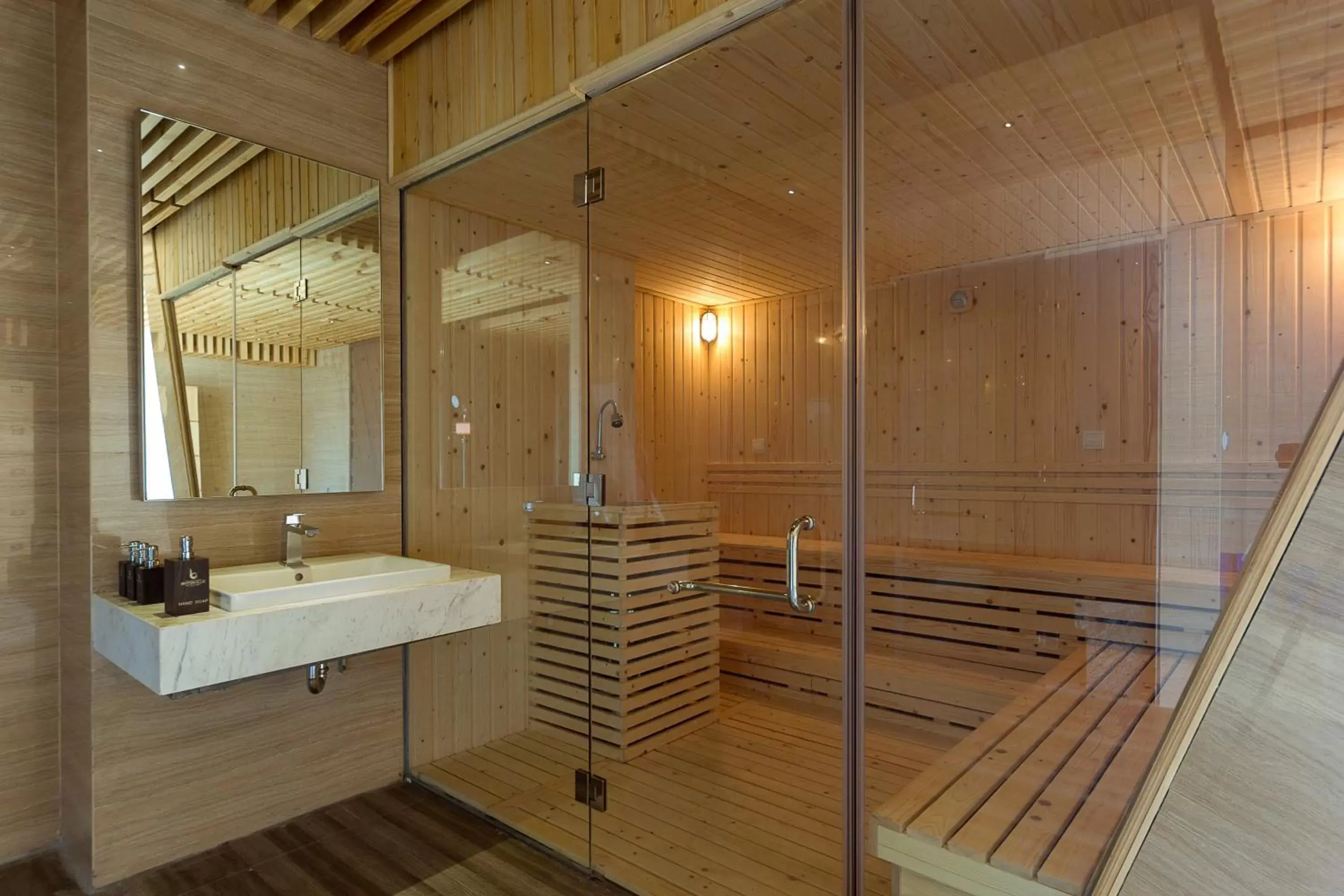 Sauna, Bathroom in Boton Blue Hotel & Spa