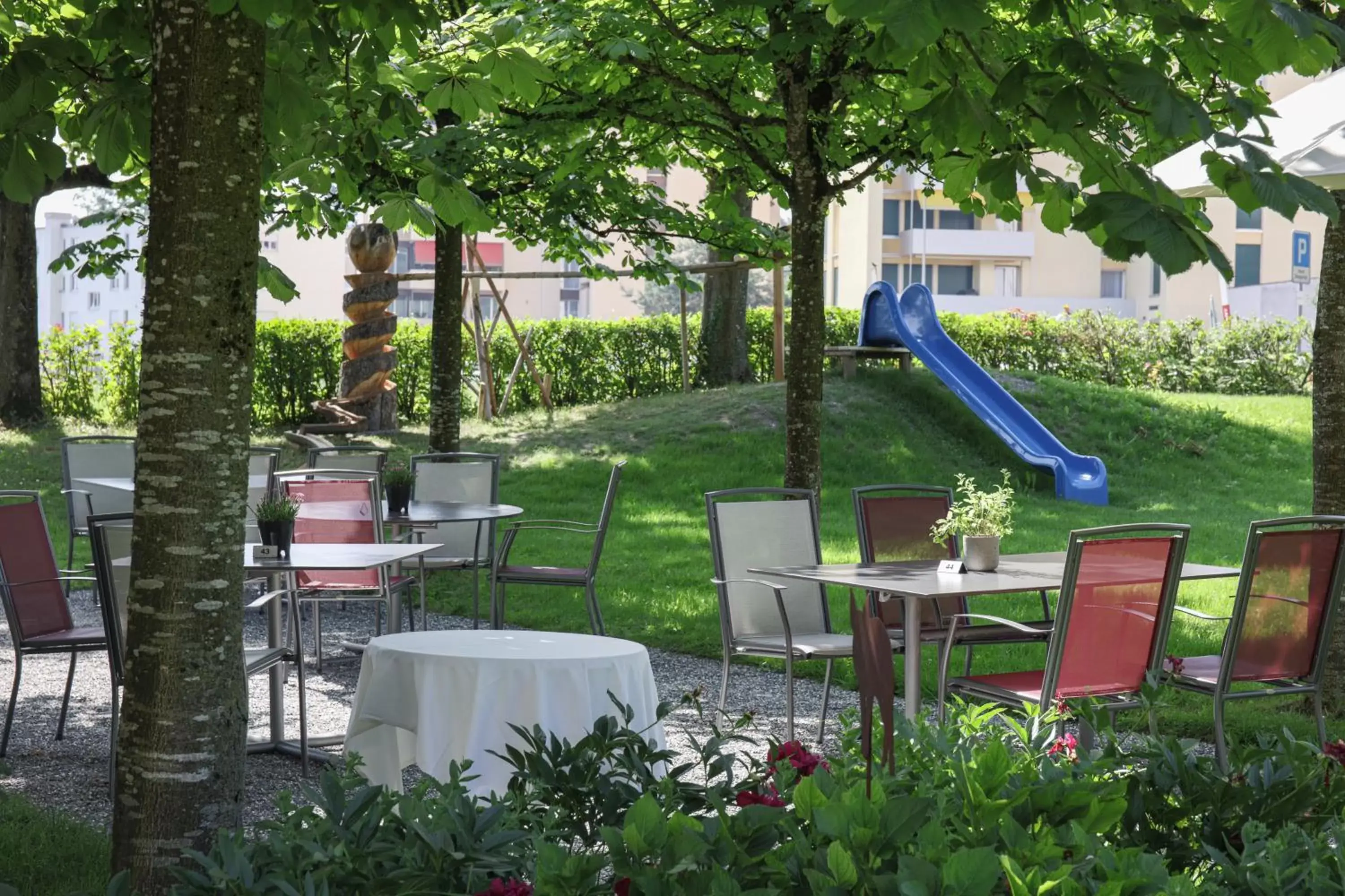 Garden view, Children's Play Area in Hotel Restaurant Seegarten