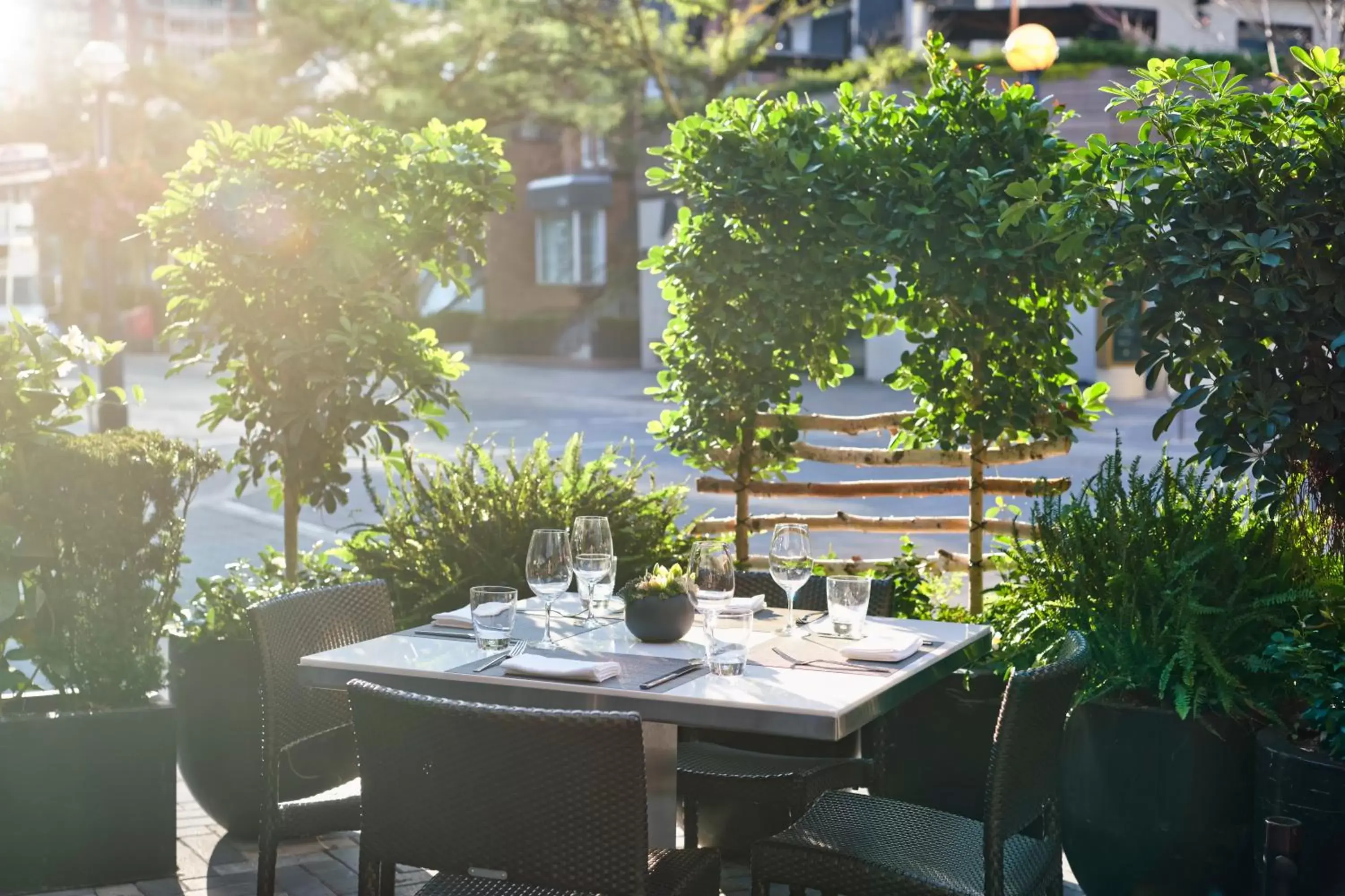 Patio, Restaurant/Places to Eat in The Hazelton Hotel
