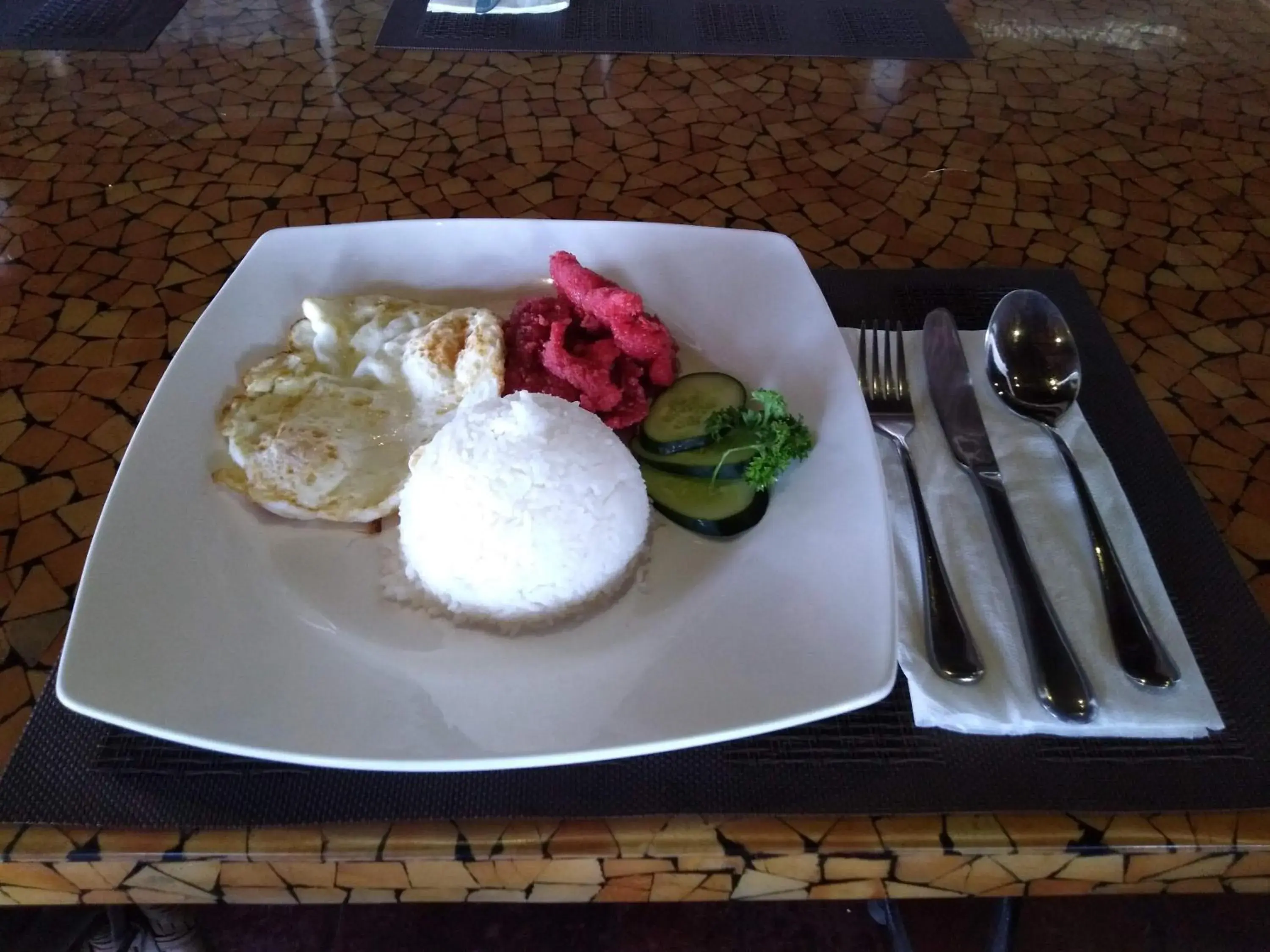 Asian breakfast in Atlantis Dive Resort Puerto Galera