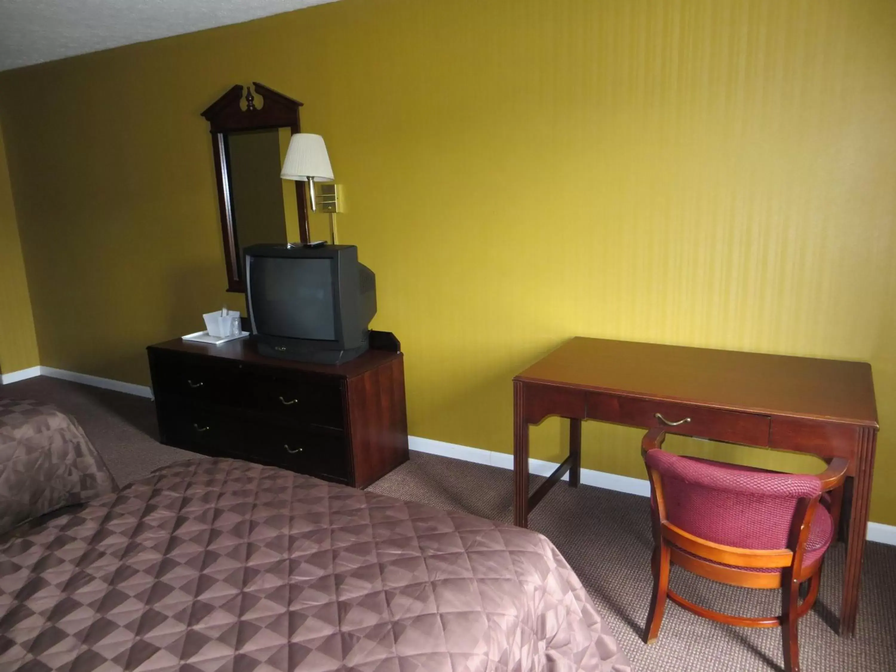 Bed, TV/Entertainment Center in Americourt Hotel and Suites - Elizabethton