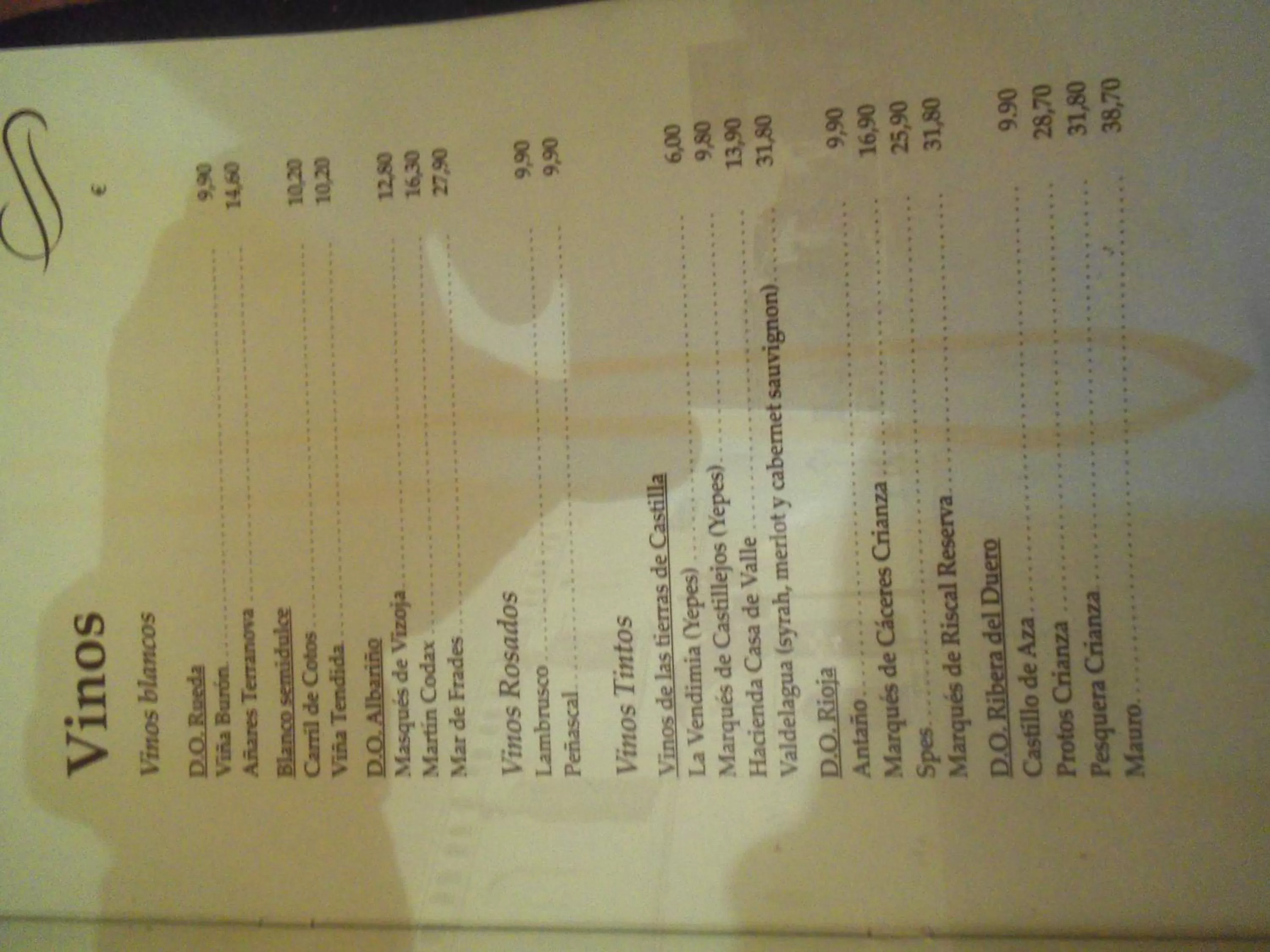 Alcoholic drinks in Hostal Los Galgos