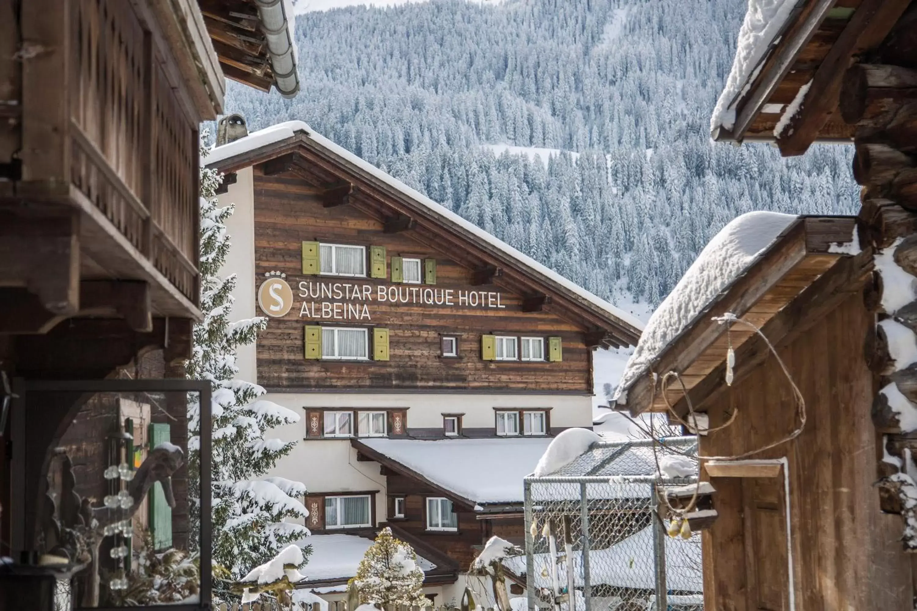 Property building, Winter in Sunstar Hotel Klosters